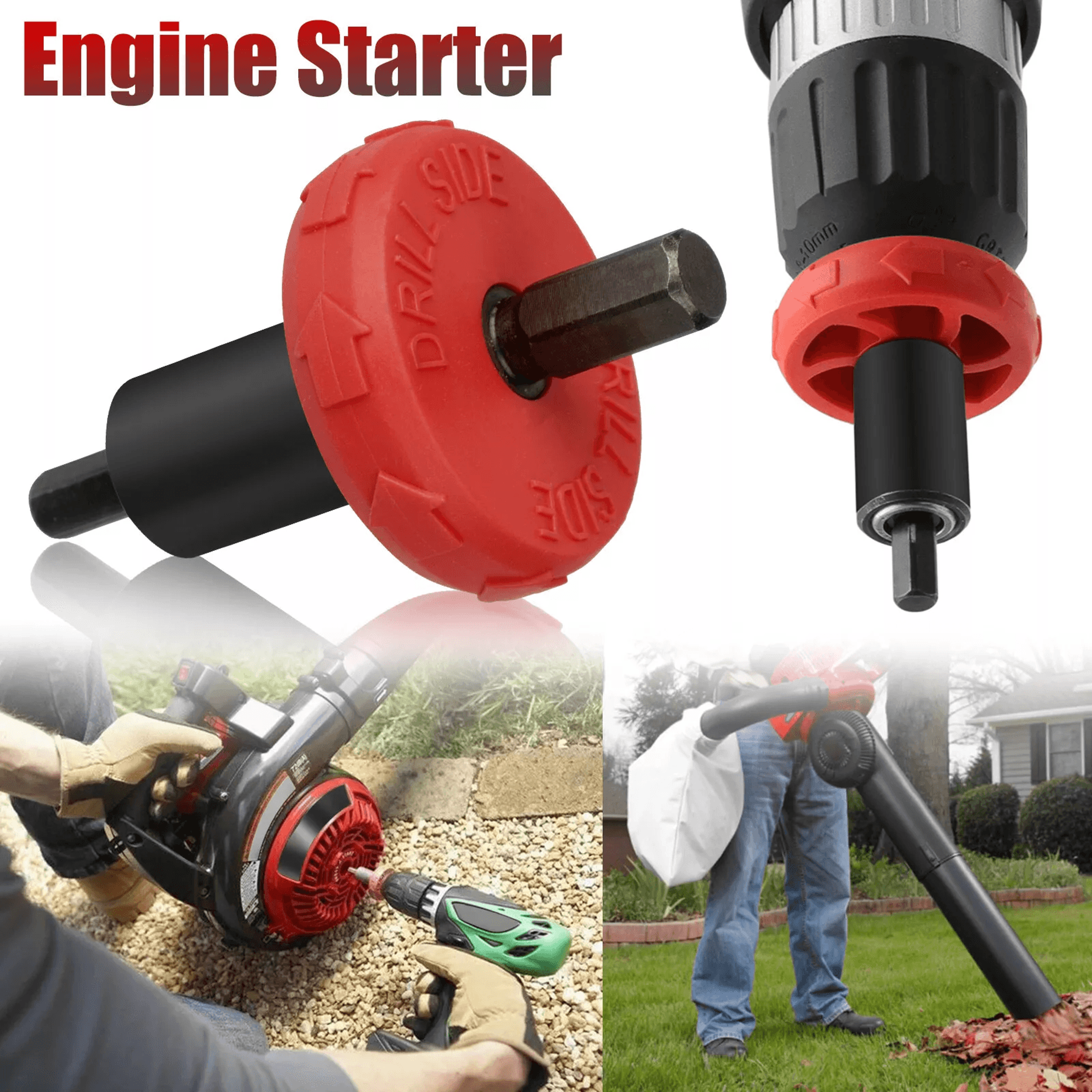 jump start electric drill bit adapter for troy-bilt trimmers, engine easy starter for string trimmers, leaf blowers, an