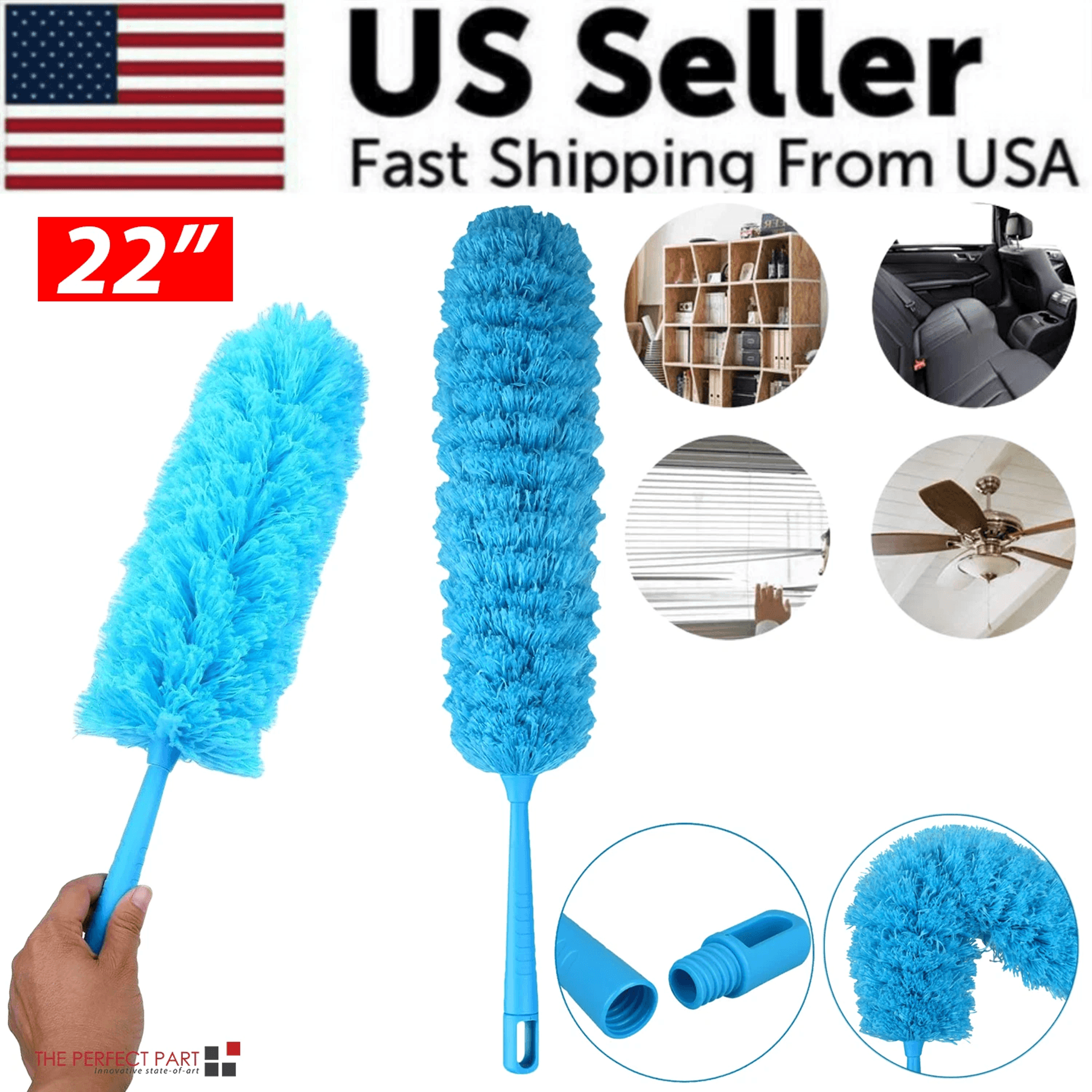 microfiber duster cleaning brush with long bendable handle soft dust cleaner for ceiling fan, blinds, furniture, car