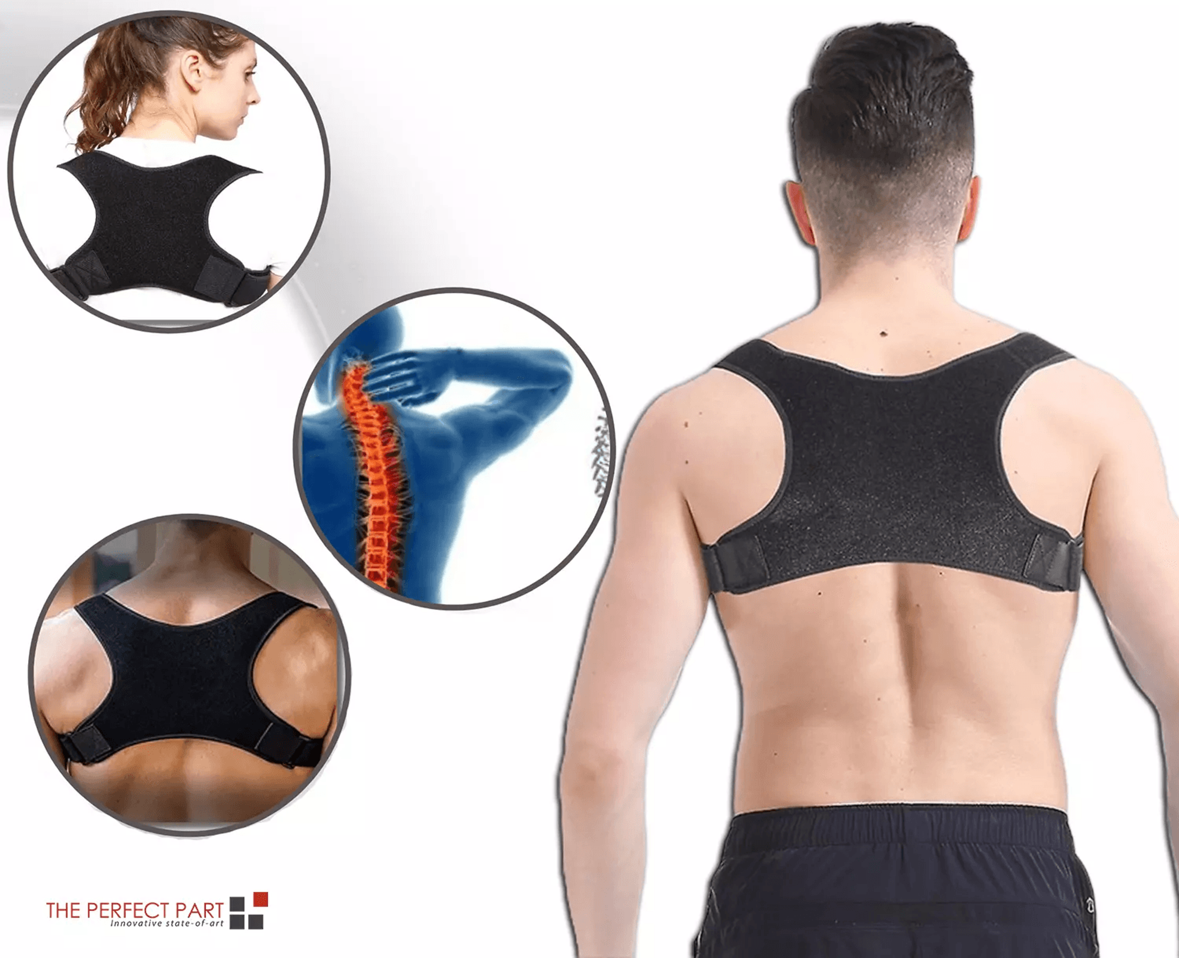 orthopedic adjustable posture corrector back and shoulder support brace belt for men & women, spine alignment