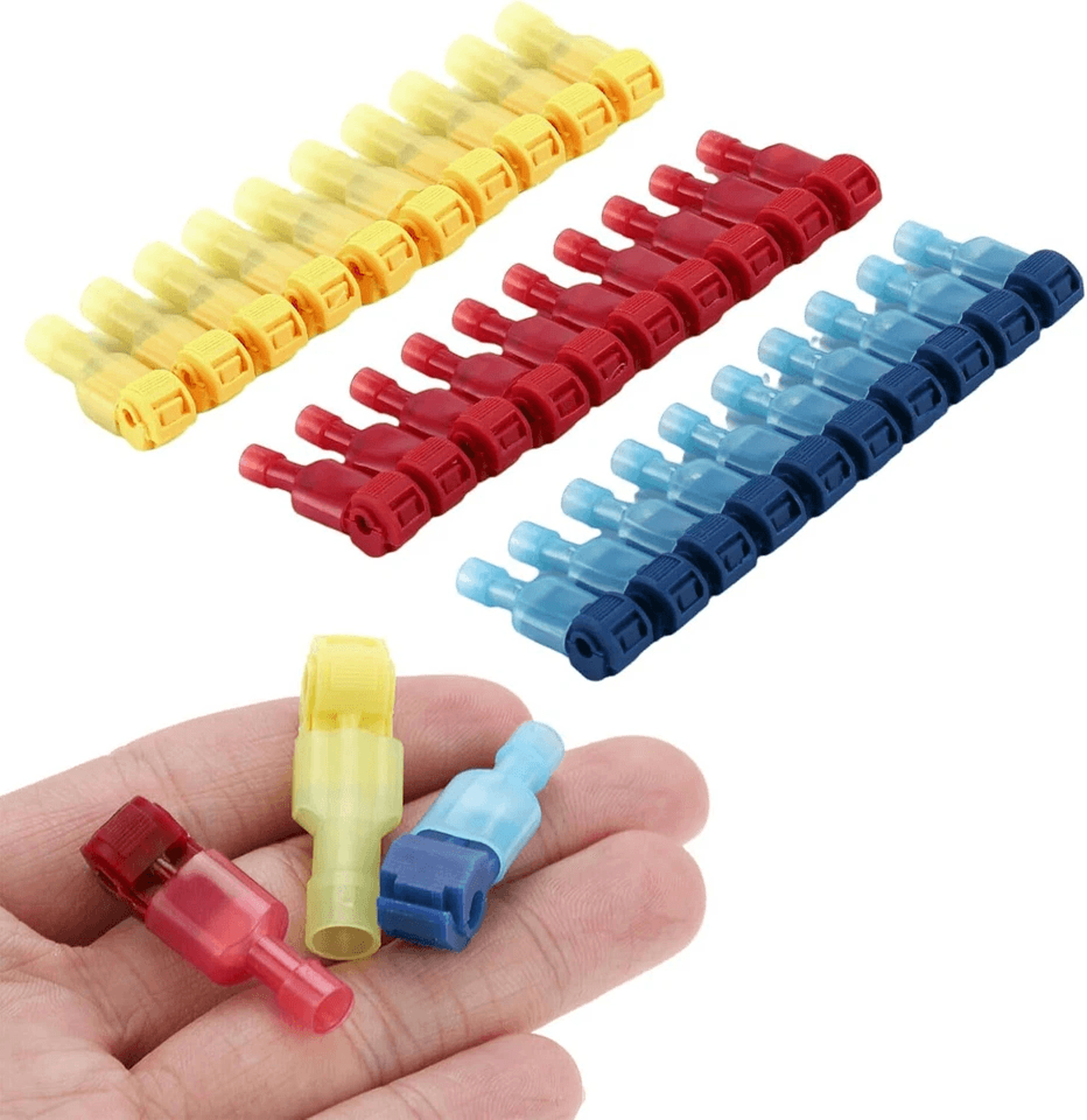 t-taps wire terminal connectors set, awg insulated quick splice combo kit for easy, no-strip electrical wire connections