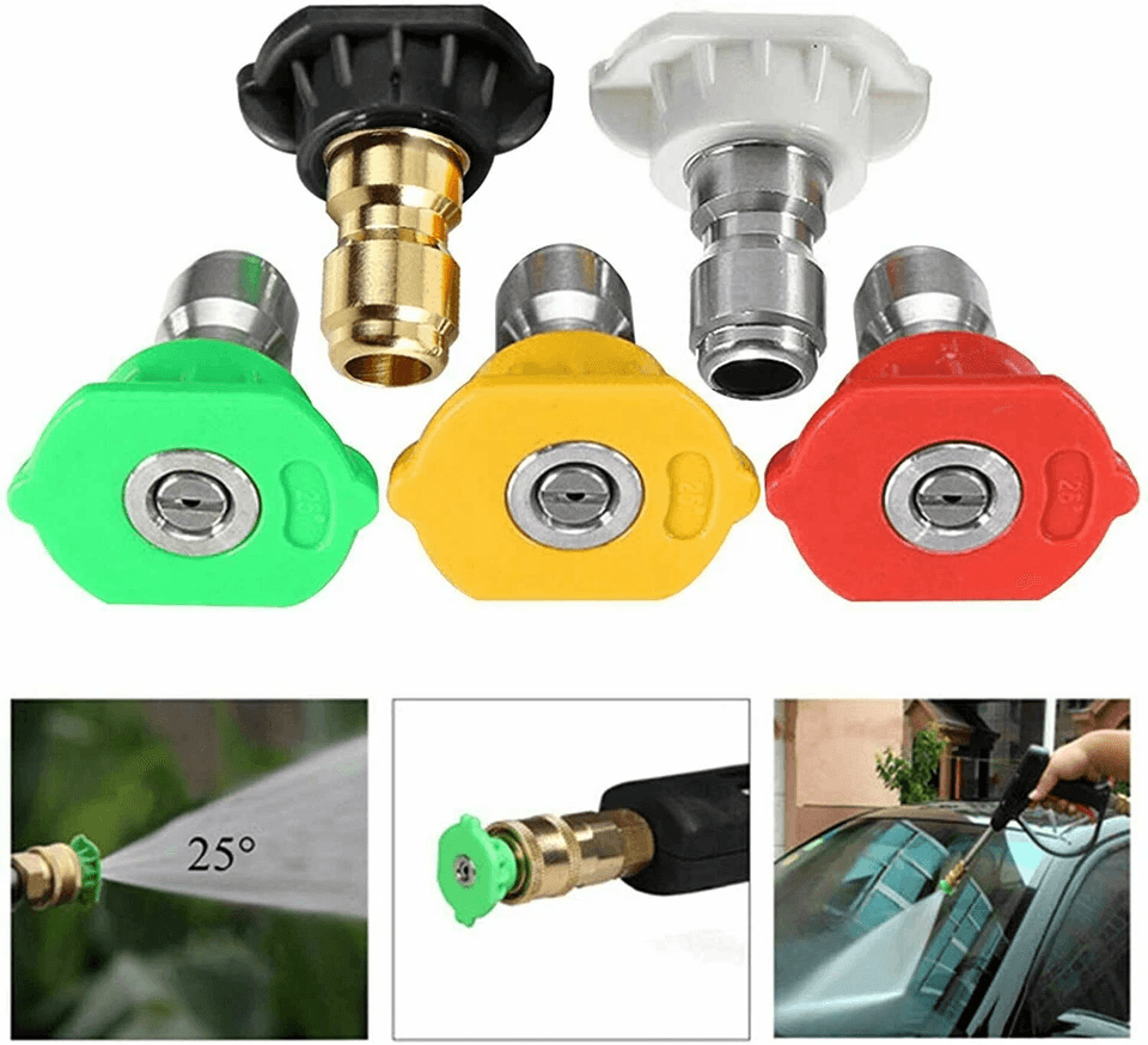 pressure washer spray tips nozzles high power kit pack, quick connect set for power washers, car, roof & outdoor use