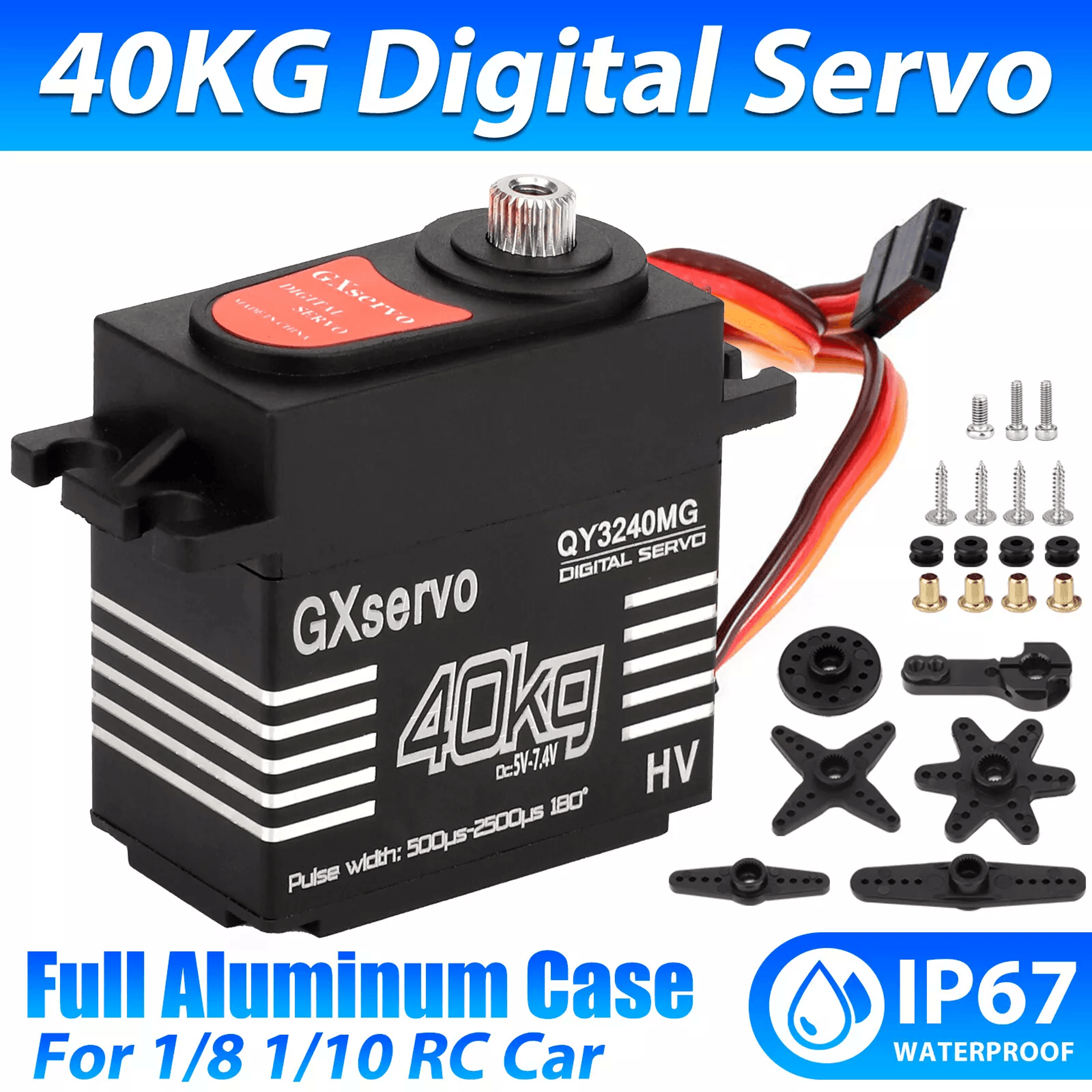 40kg metal gear waterproof digital servo high torque for 1/8 1/10 rc car - precision steering control
