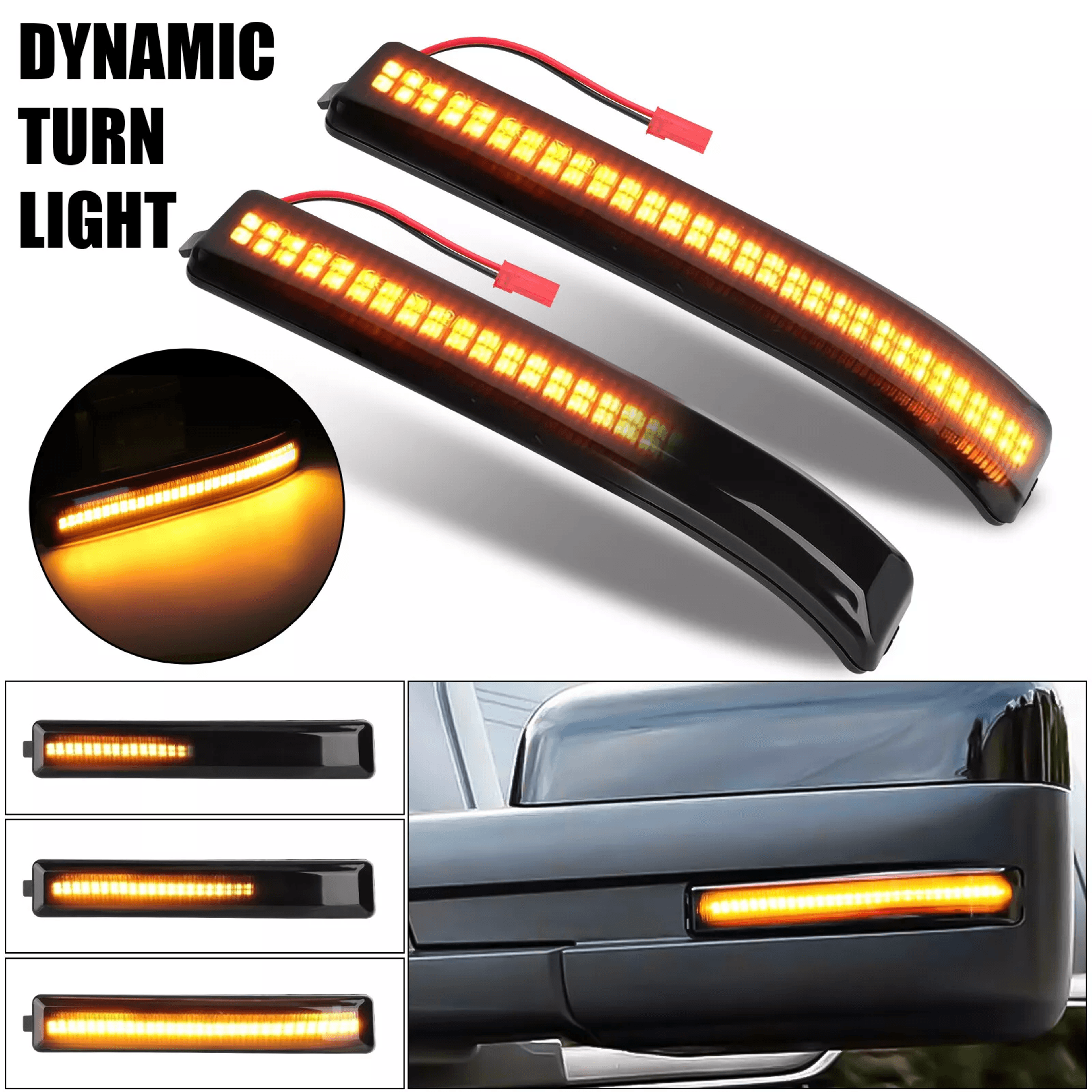 sequential led side mirror turn signal light for ford f-150 raptor smoked lens amber smd lights waterproof lamp