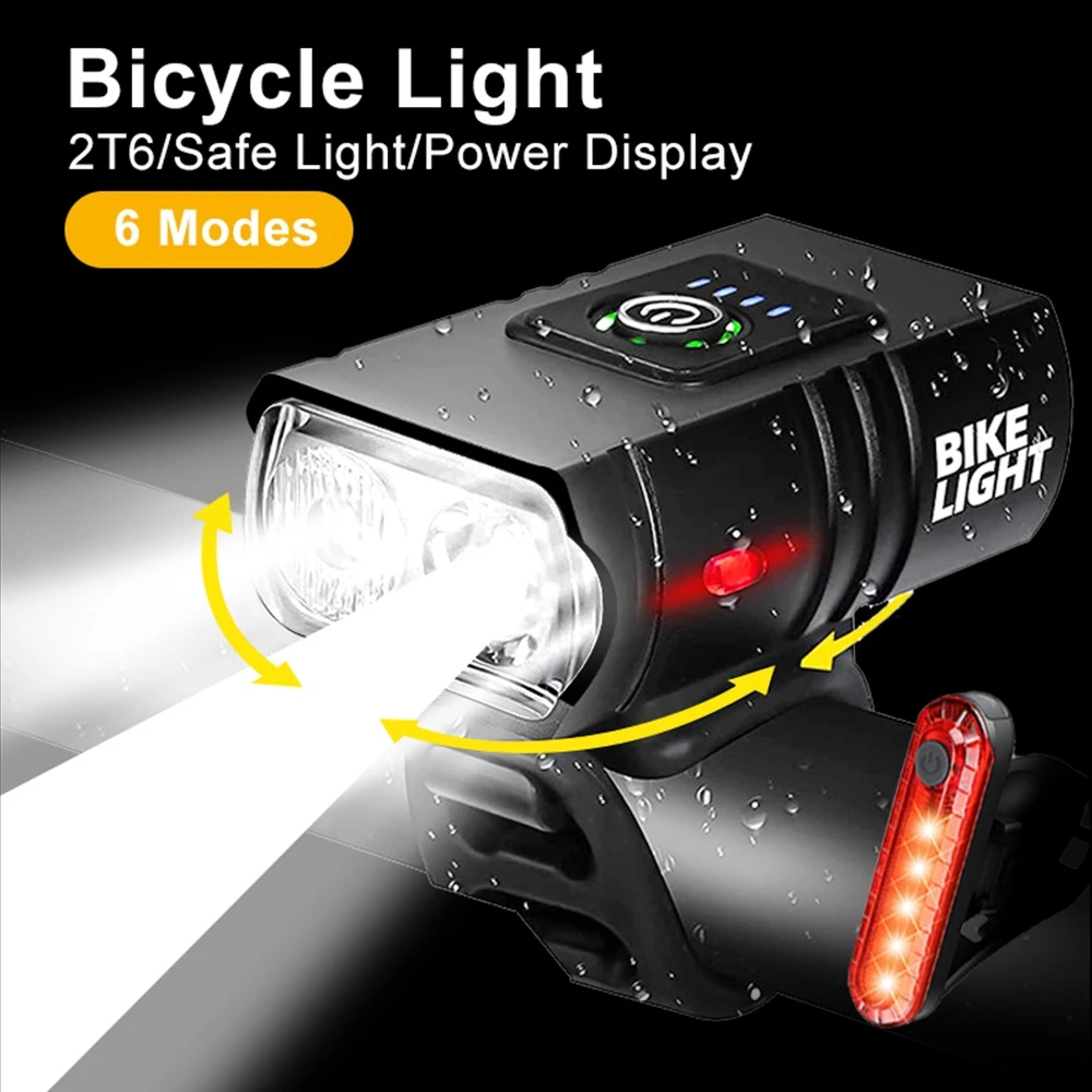 usb rechargeable t6 led bicycle light headlight, aluminum alloy mtb cycling torch, waterproof 360° rotating high beam