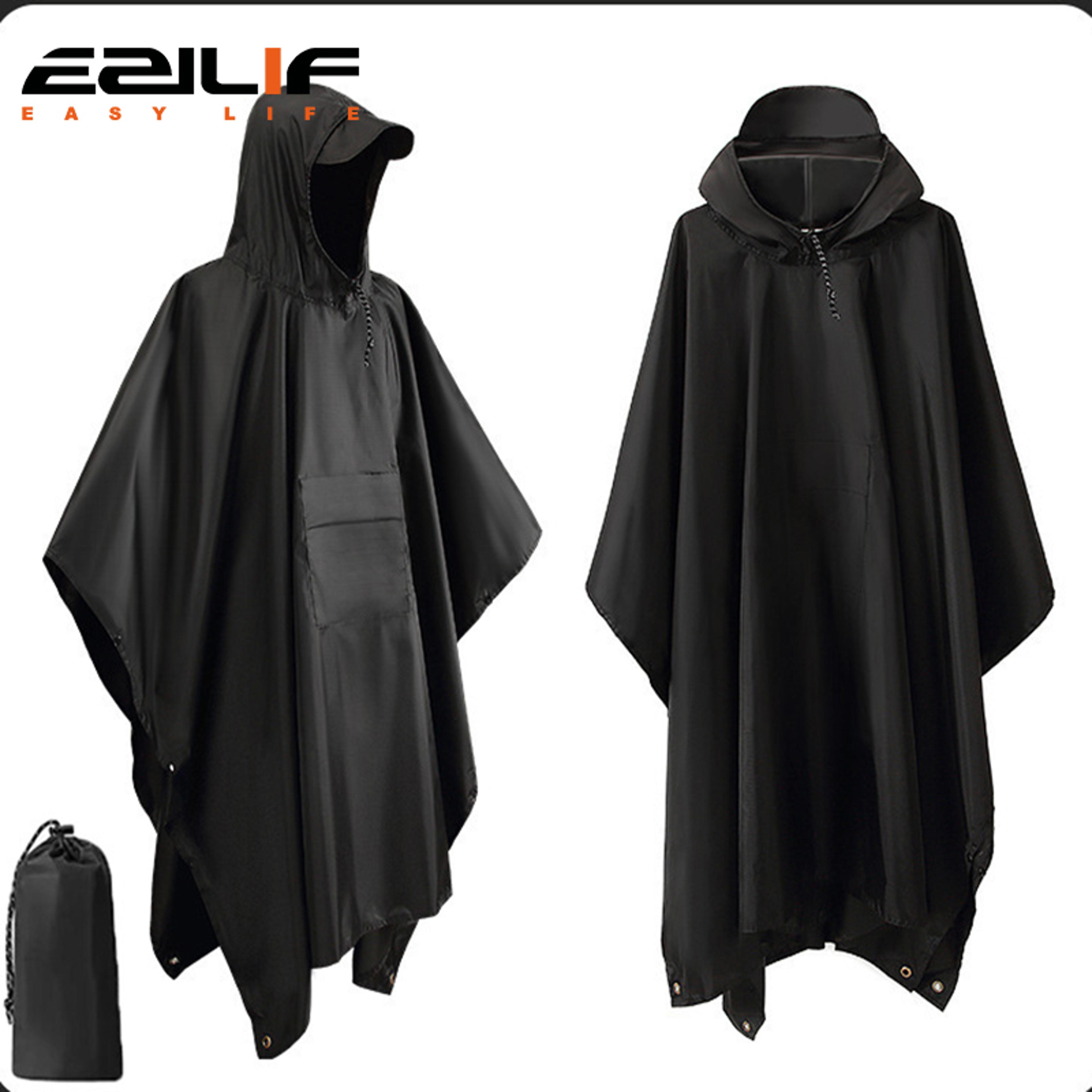 multi-use 3 in 1 military raincoat waterproof hooded poncho, camping tent, motorcycle rain cover & travel rainwear