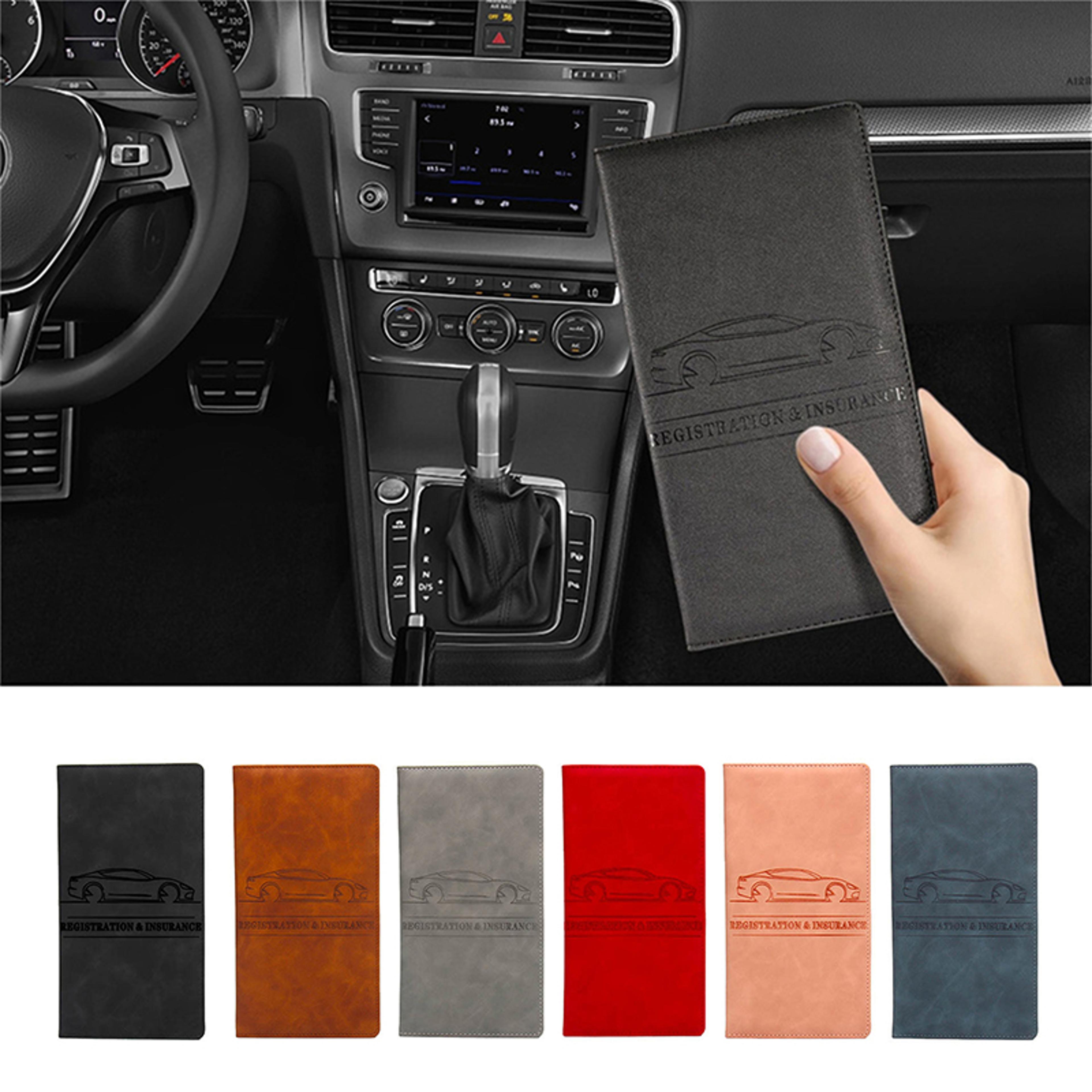 pu leather car registration insurance holder for men, auto document organizer bag, driving license cover & credit card