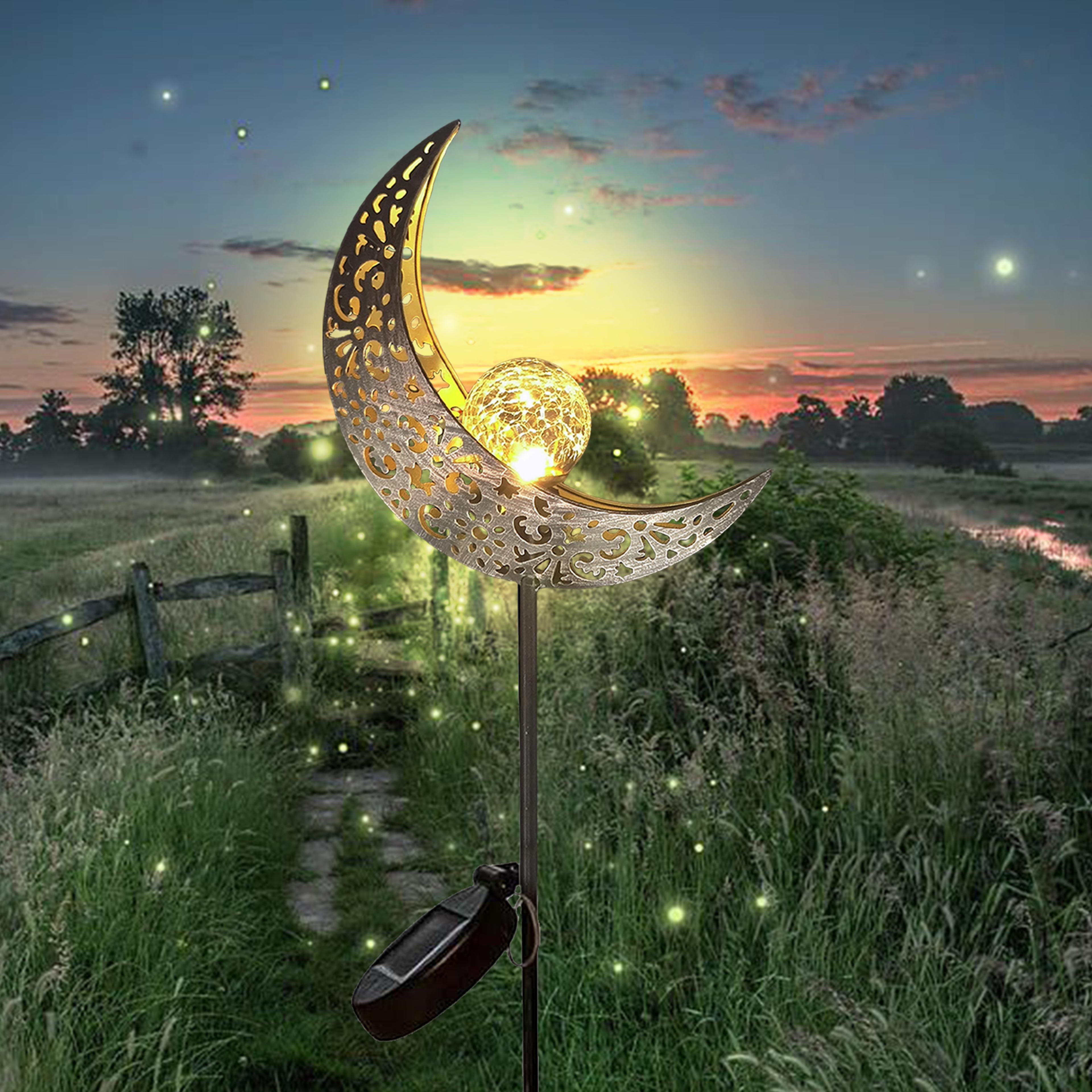 Cat Moon-Shaped Iron Solar Lamp, Decorative Outdoor Garden Lighting With Automatic Sensor Solar Powered Illumination