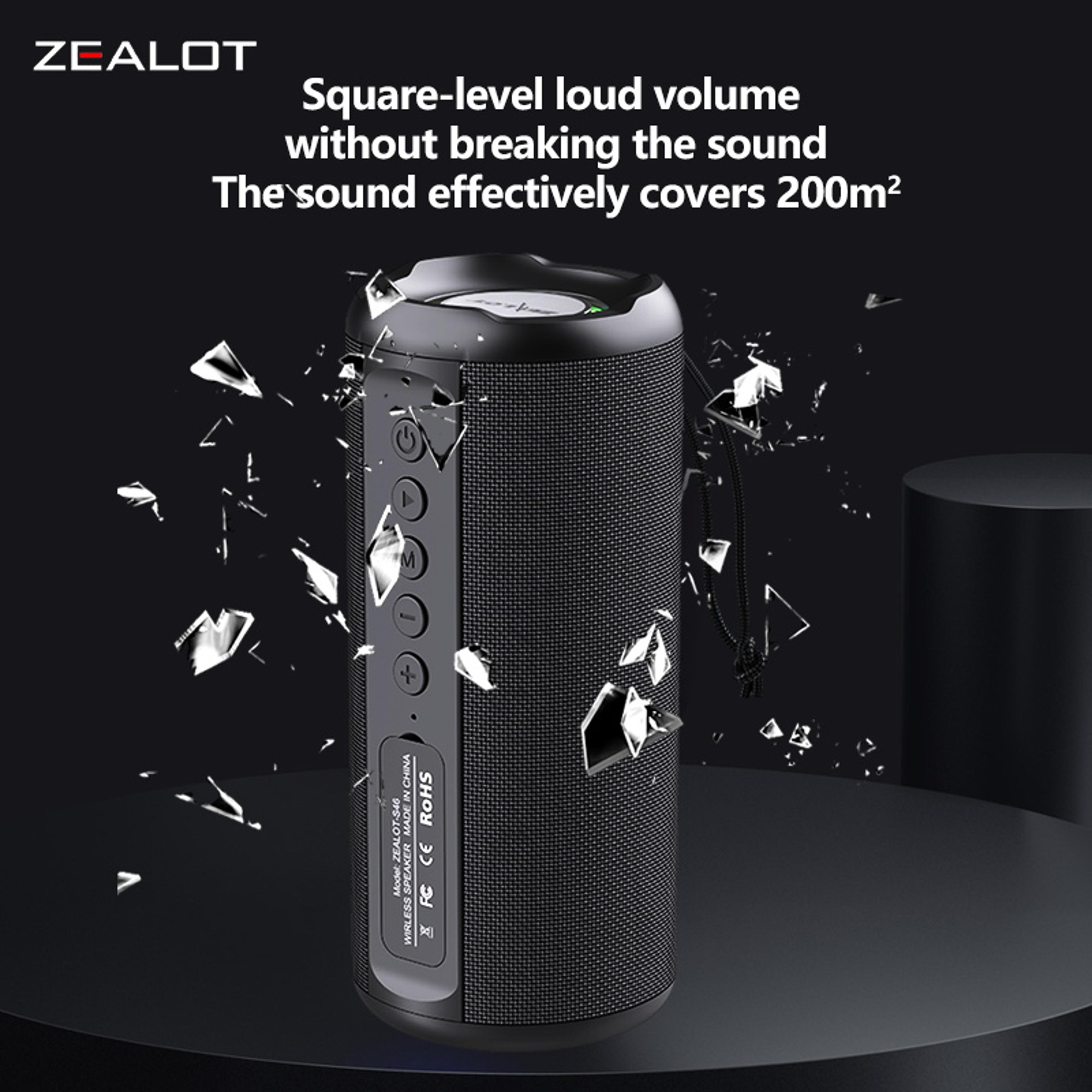 wireless speaker zealot s46, 10w hifi sound, rgb light, dual pairing, 1800mah battery, bluetooth speaker