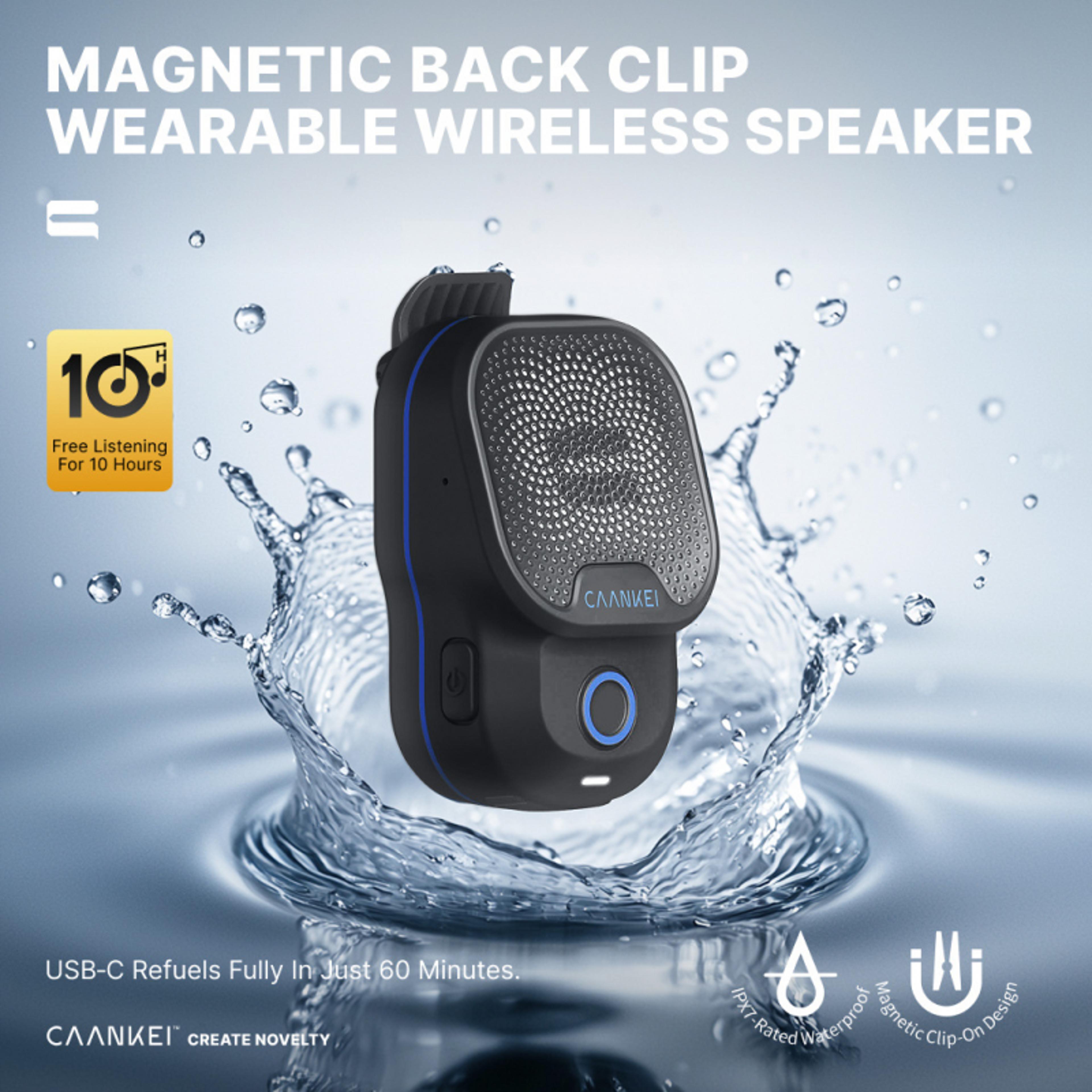 mini wearable ipx7 waterproof speakers, portable wireless bluetooth speaker, clip-on outdoor sound box