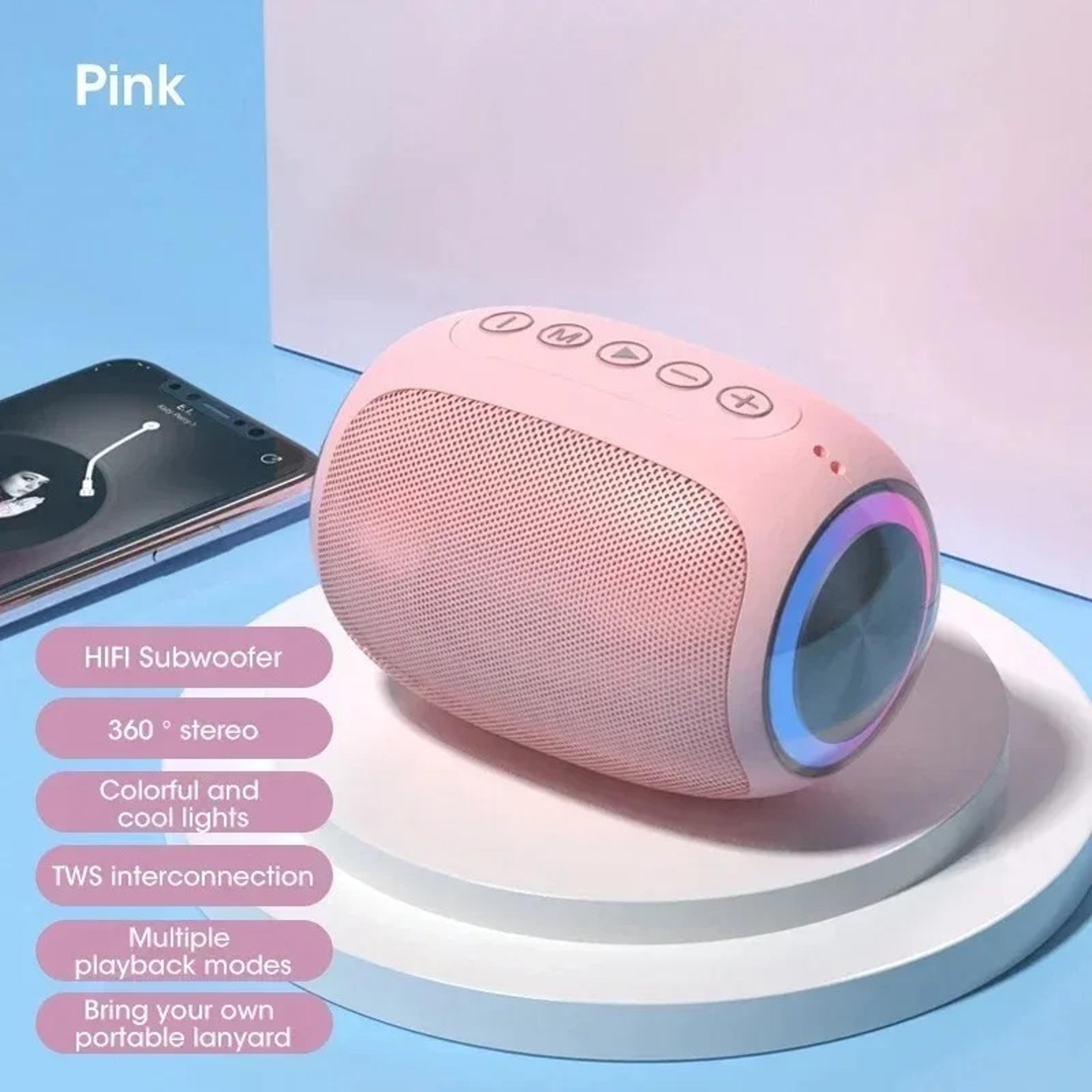 speaker bluetooth pink portable, outdoor waterproof speaker with 10w bass, tf card slot, strong function