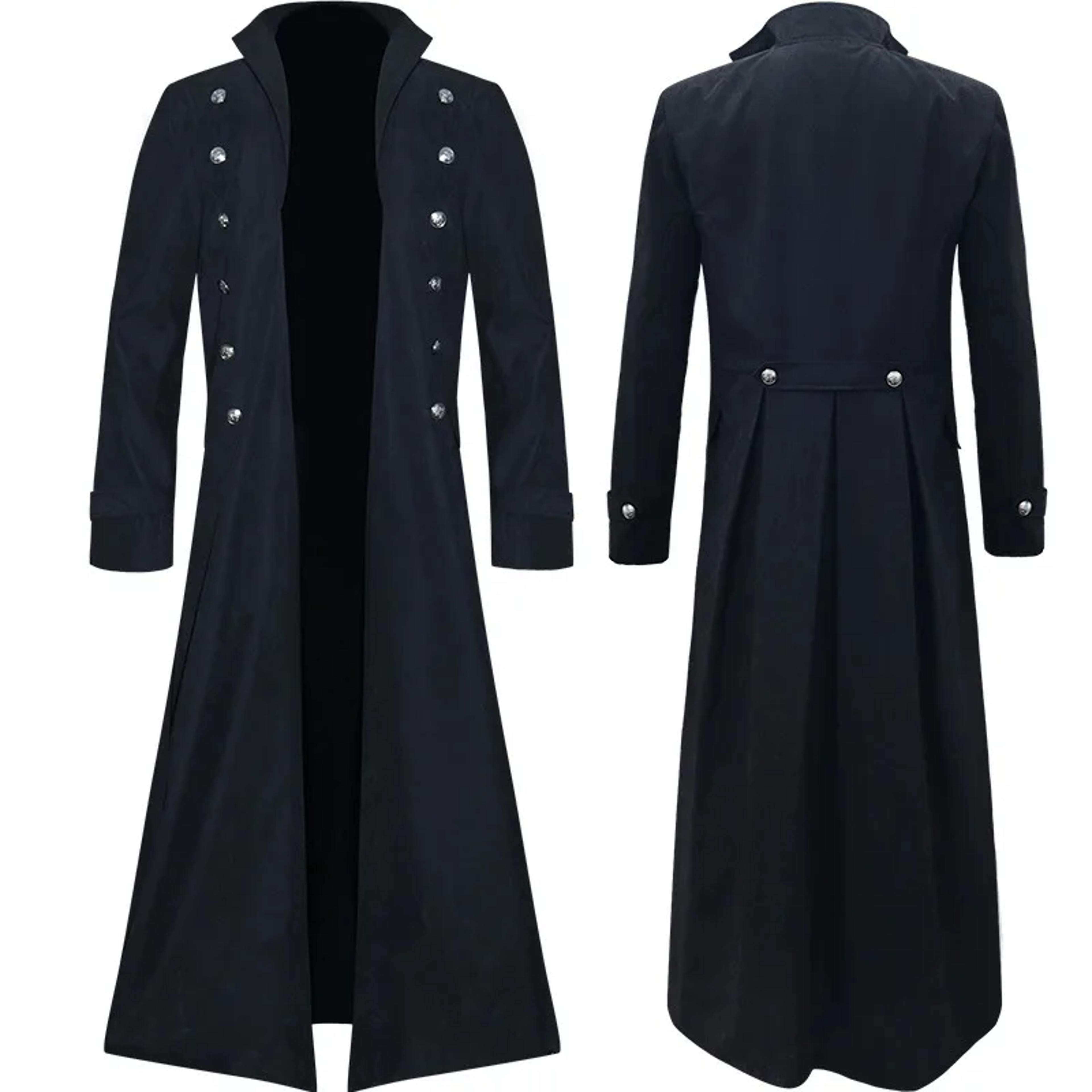 men's retro jacket, victorian gothic trench coat, medieval long coat