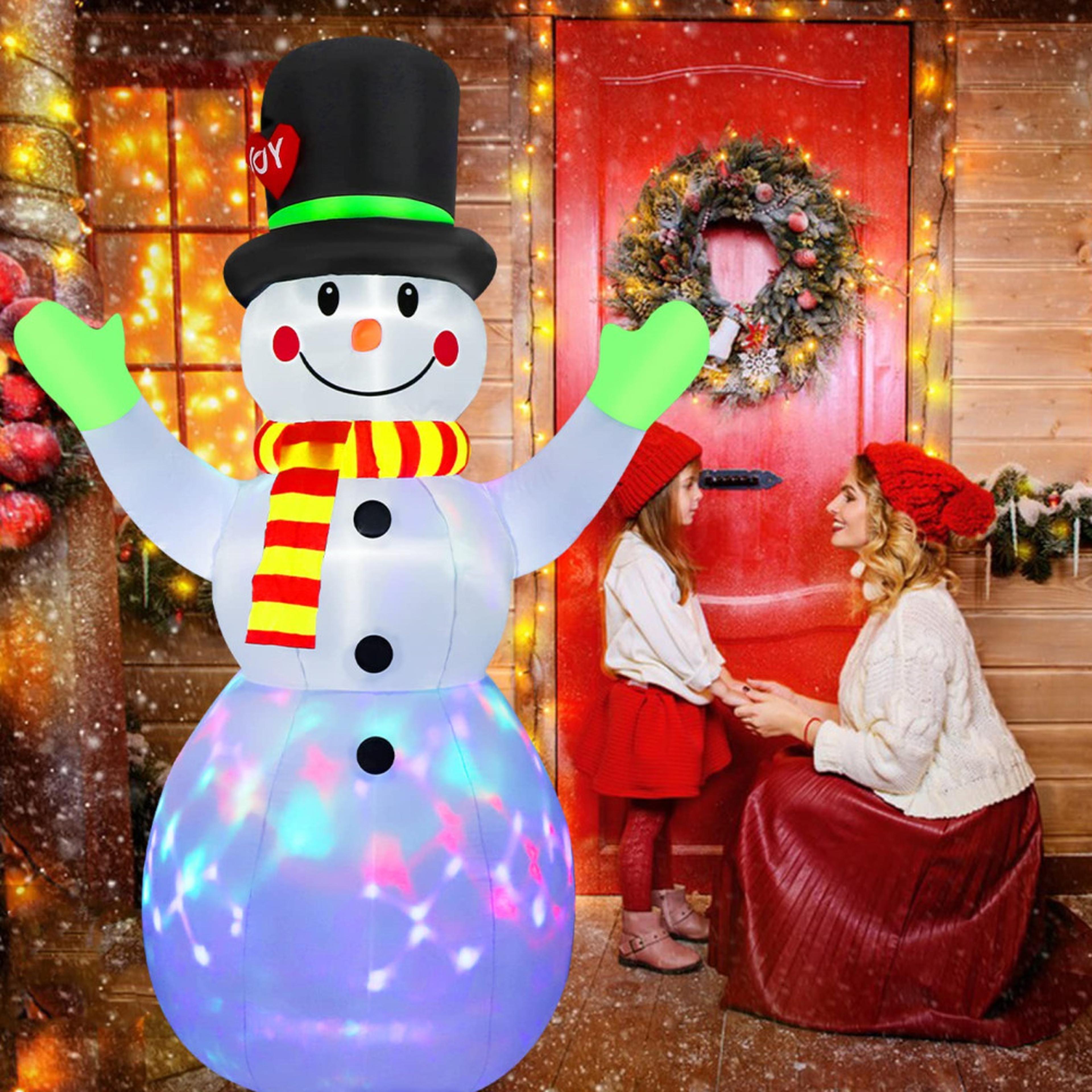 inflatable christmas snowman model, rotating led light green gloves, holiday decor toys and household accessories