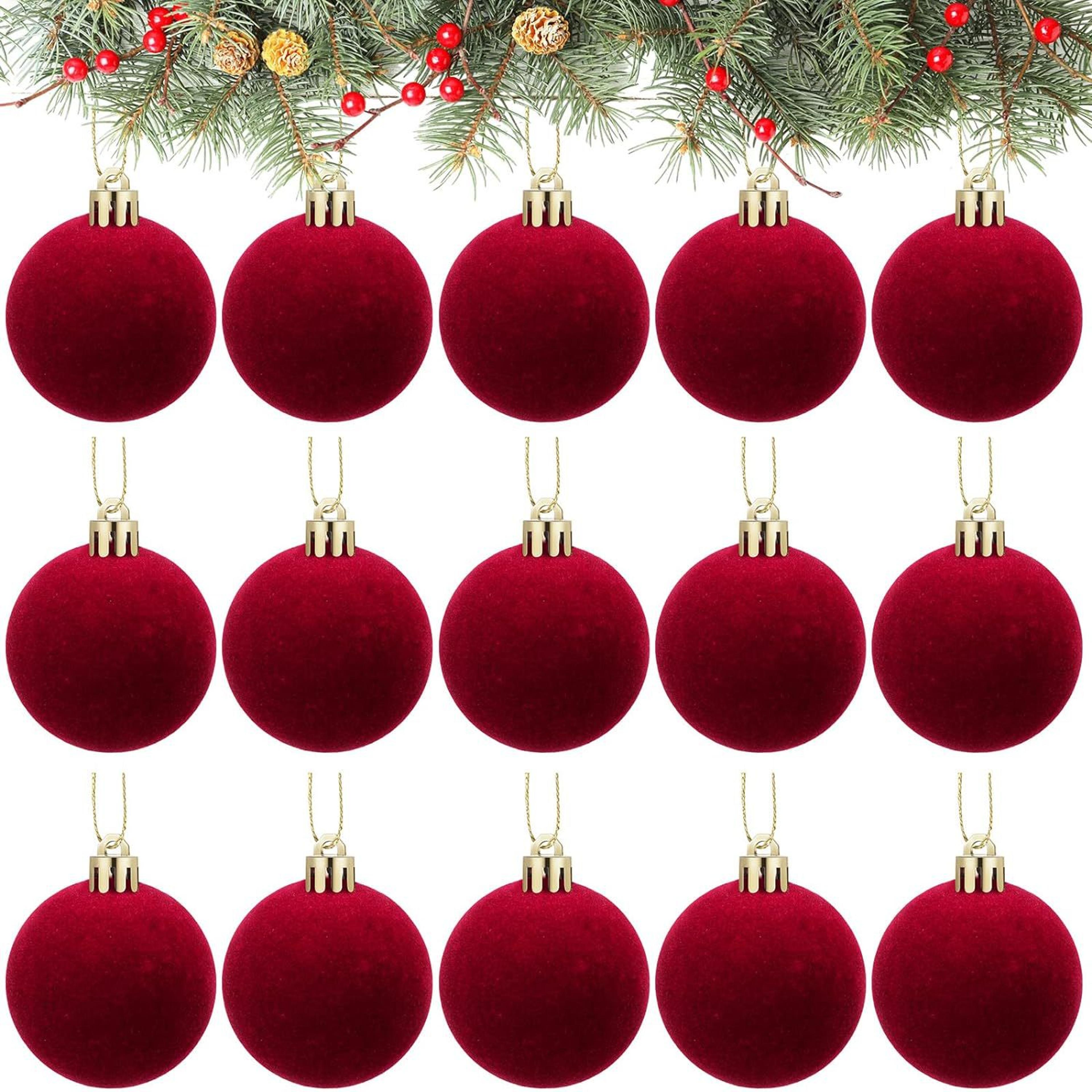 wine red velvet christmas balls , flocked xmas tree ornaments, festival hanging pendants home decor