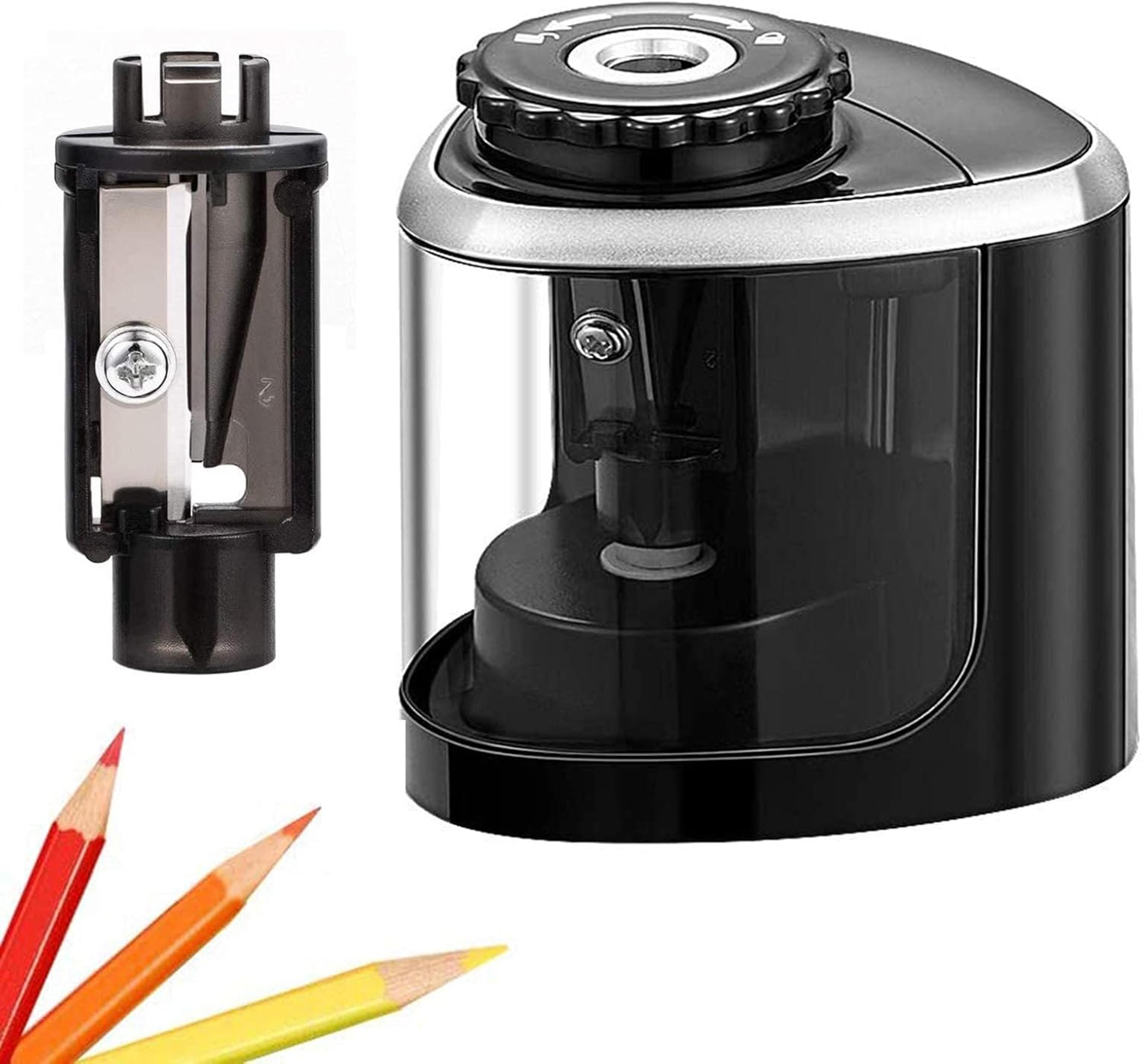 dual-mode electric pencil sharpener with helical blade, best for colored & graphite pencils, ideal for school, home