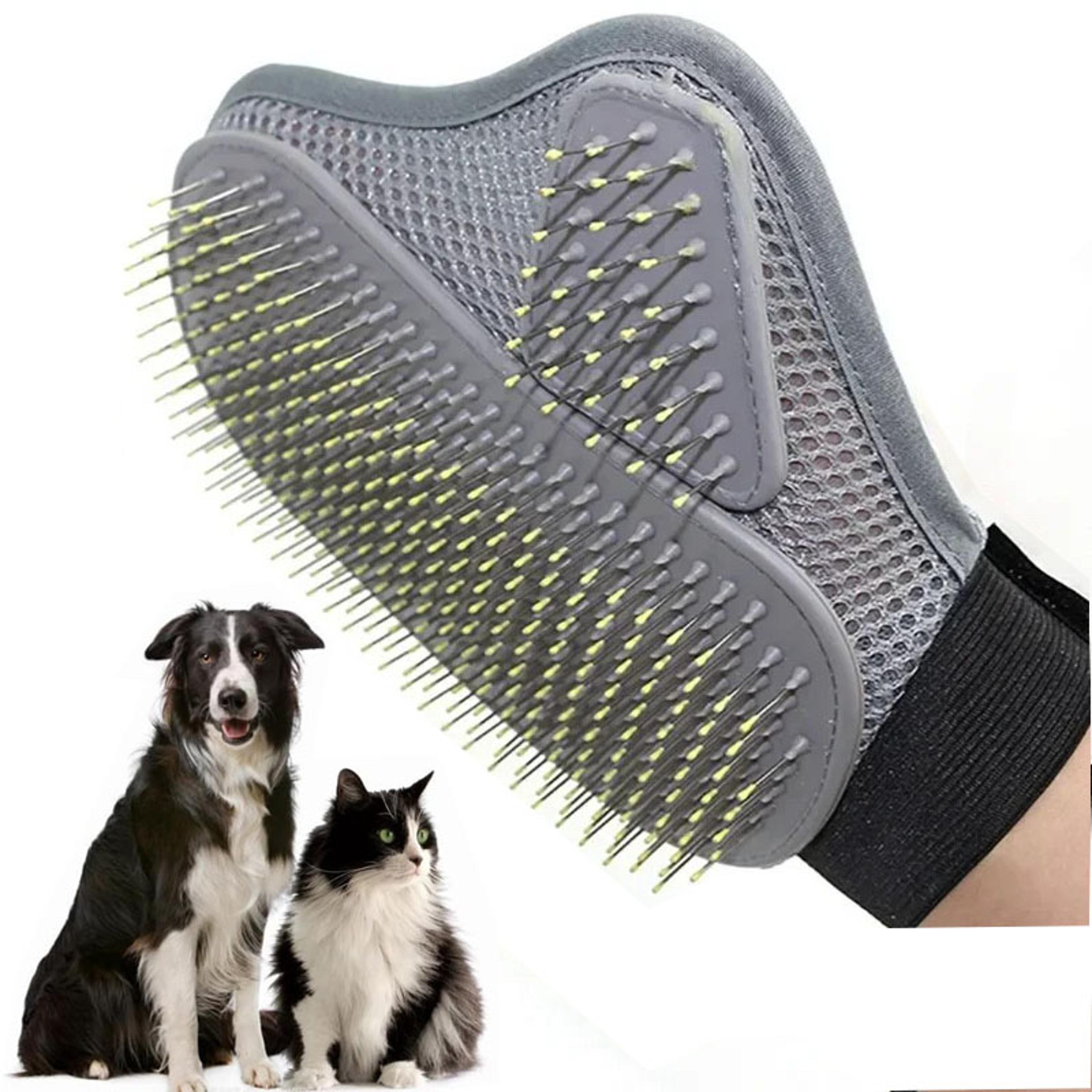 gentle pet grooming glove for cat and dog hair removal