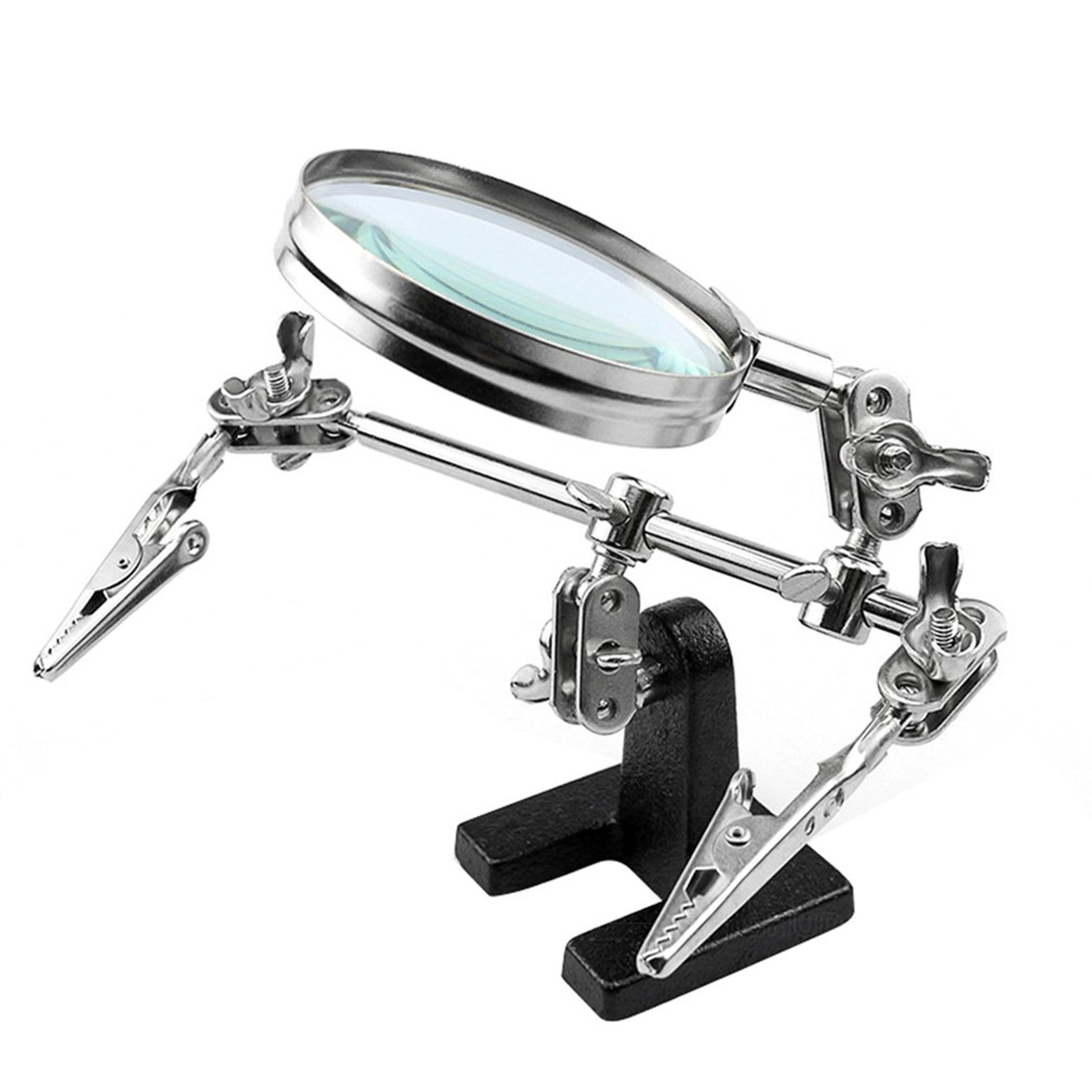precision helping hands magnifier stand adjustable soldering & craft tool with dual alligator clips