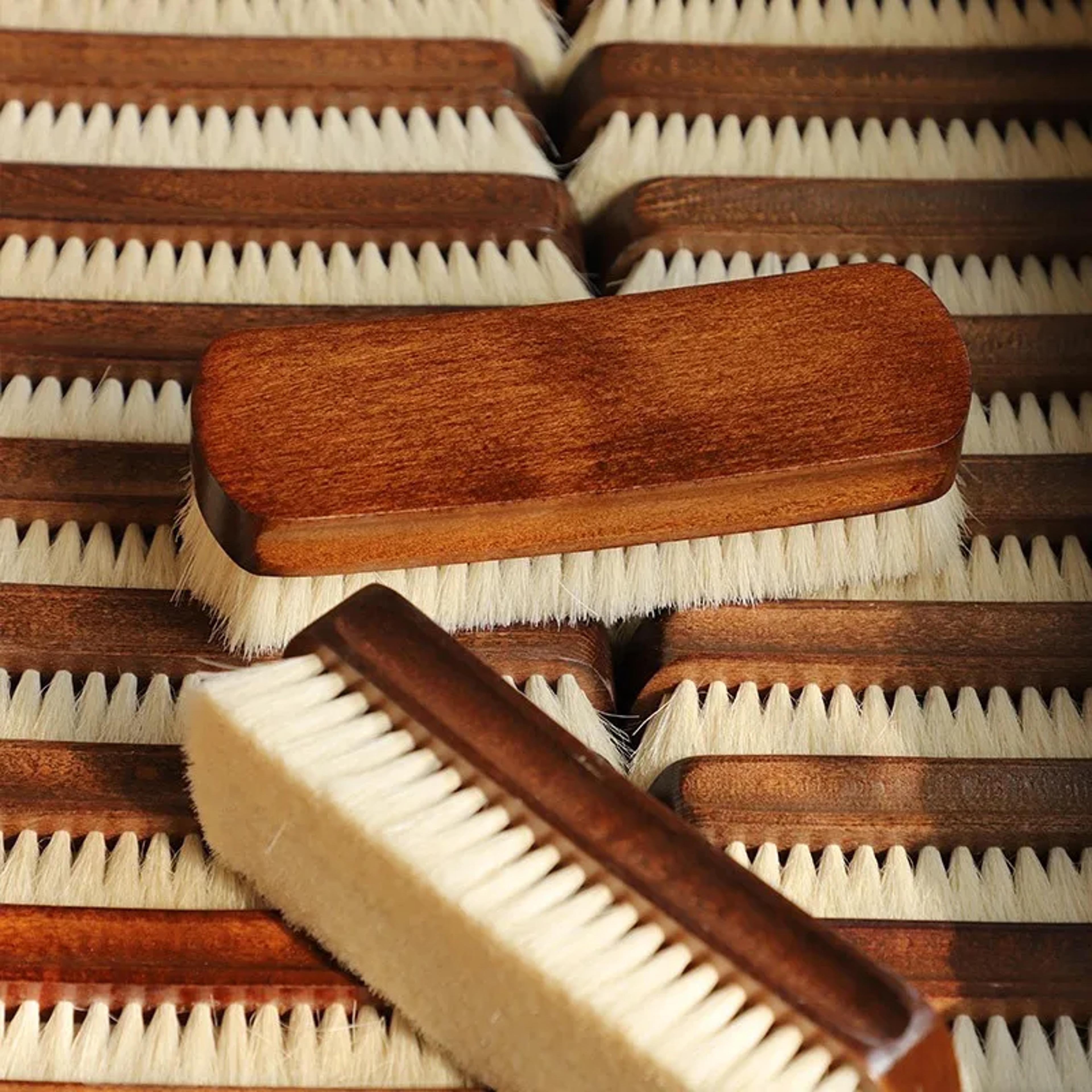 premium wooden handle shoe care brush for leather & boots