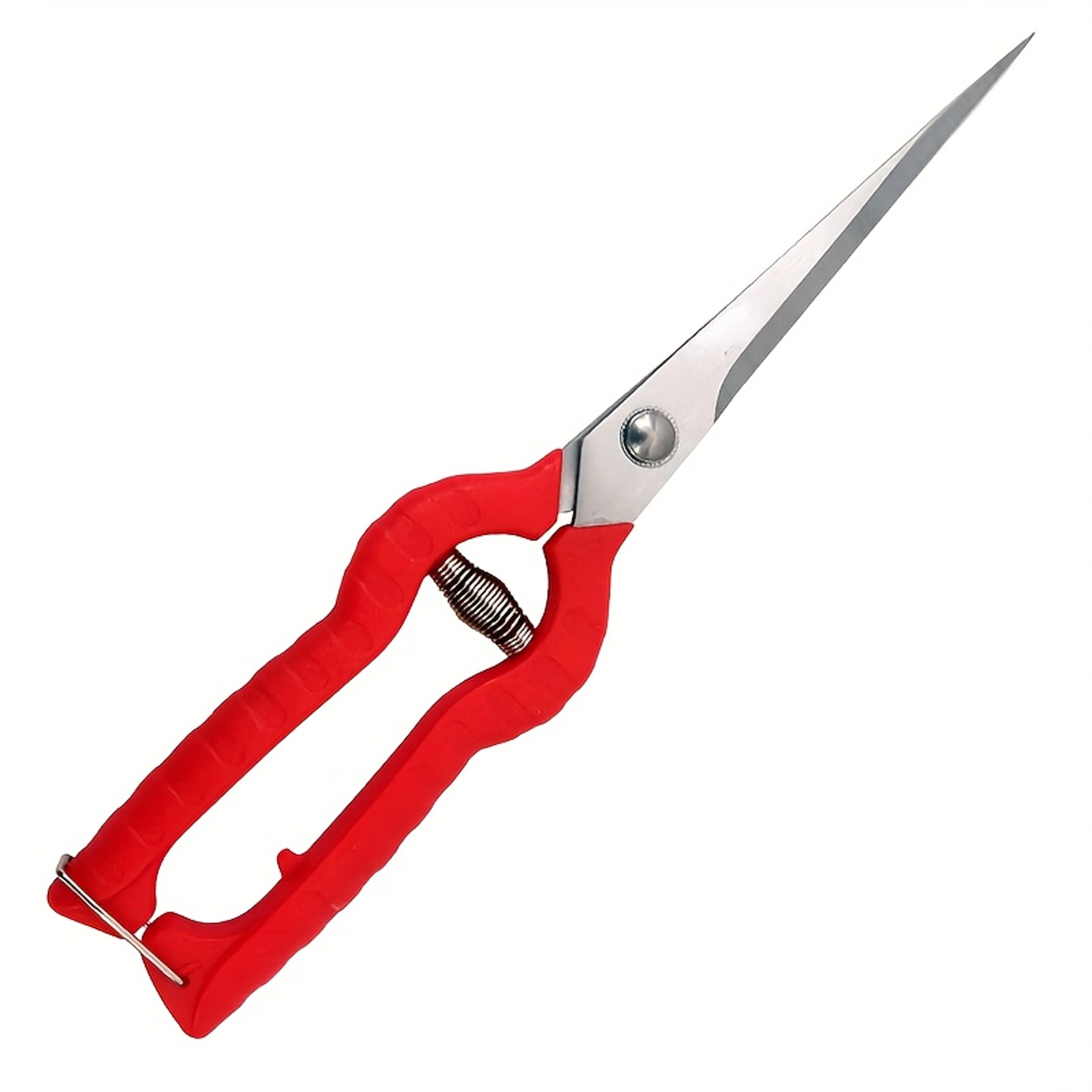 professional garden pruning shears with ergonomic red grip