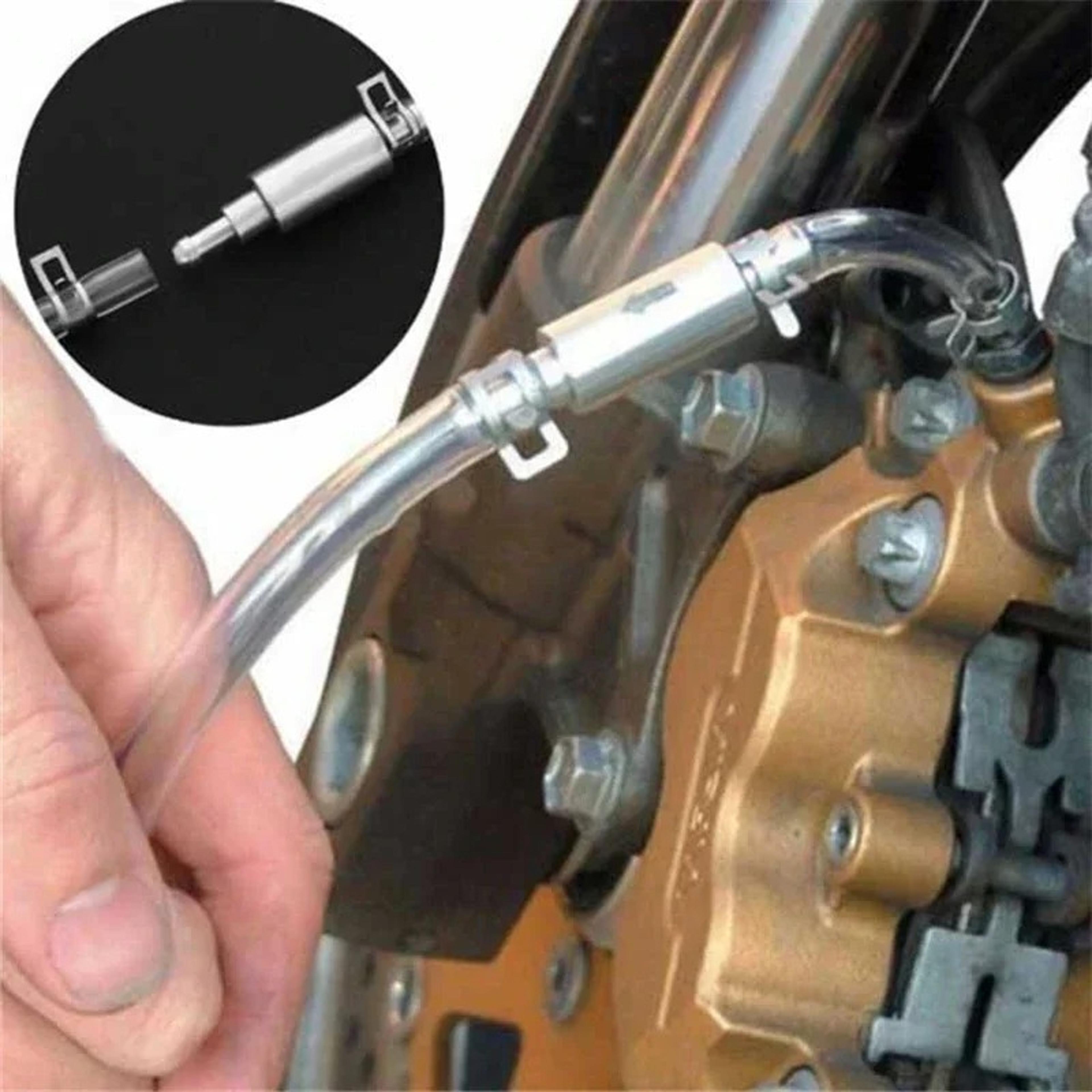 one way brake & clutch bleeder hose kit with universal adapter for fast hydraulic fluid bleeding