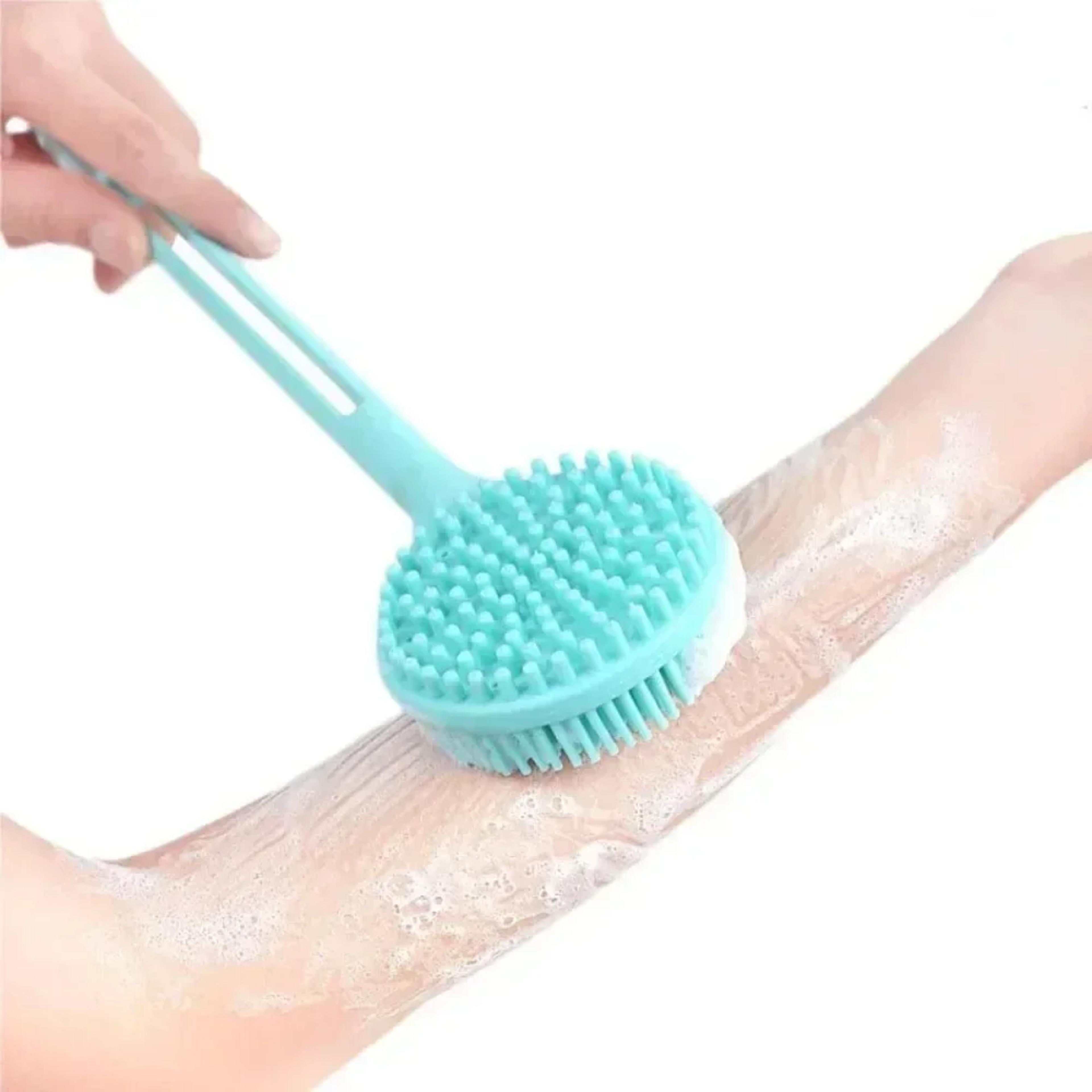 silkyreach silicone bath brush long handle back scrubber & shower massager