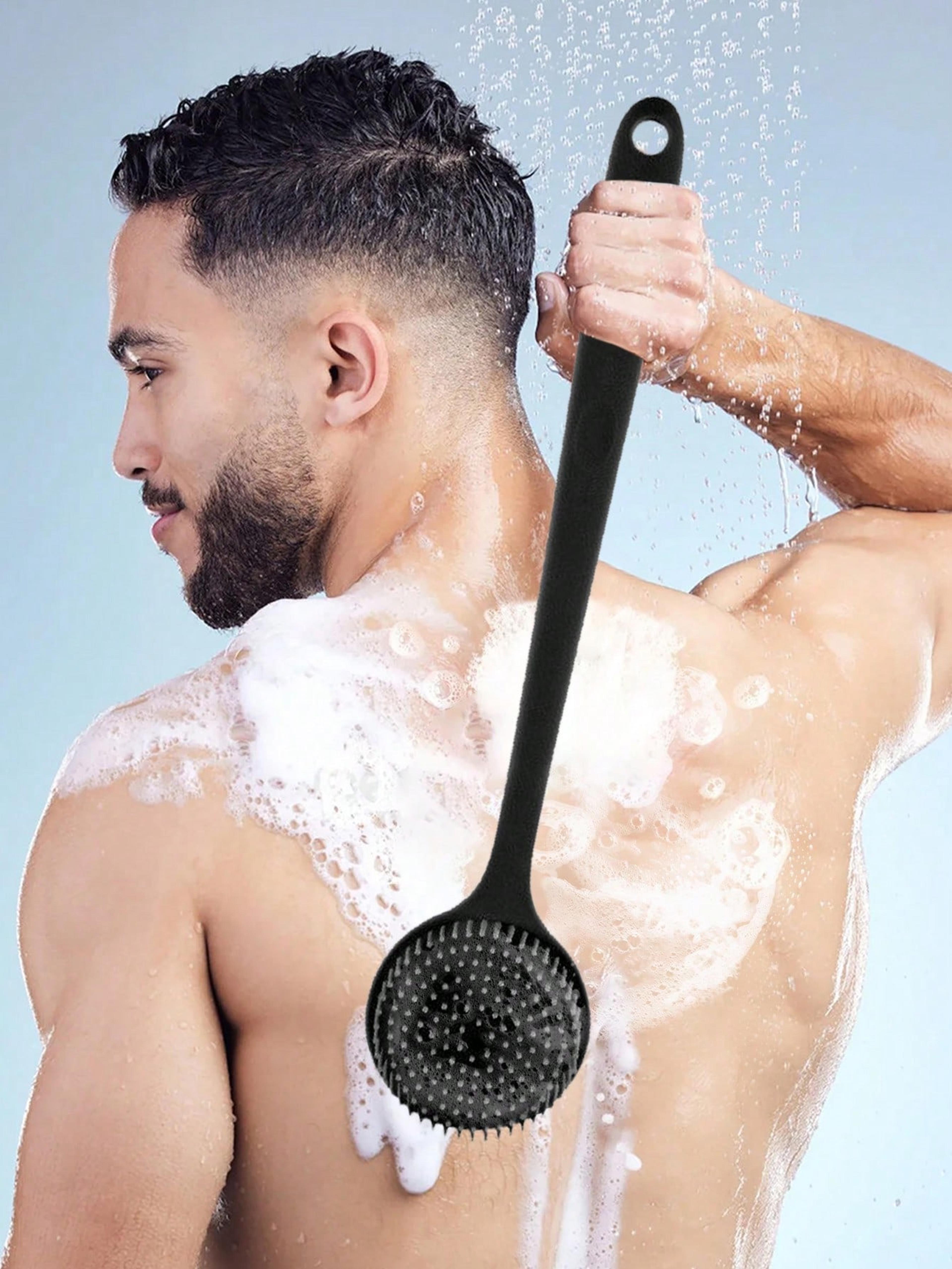 silicone back scrubber & massage brush long handle exfoliating shower brush for deep clean skin