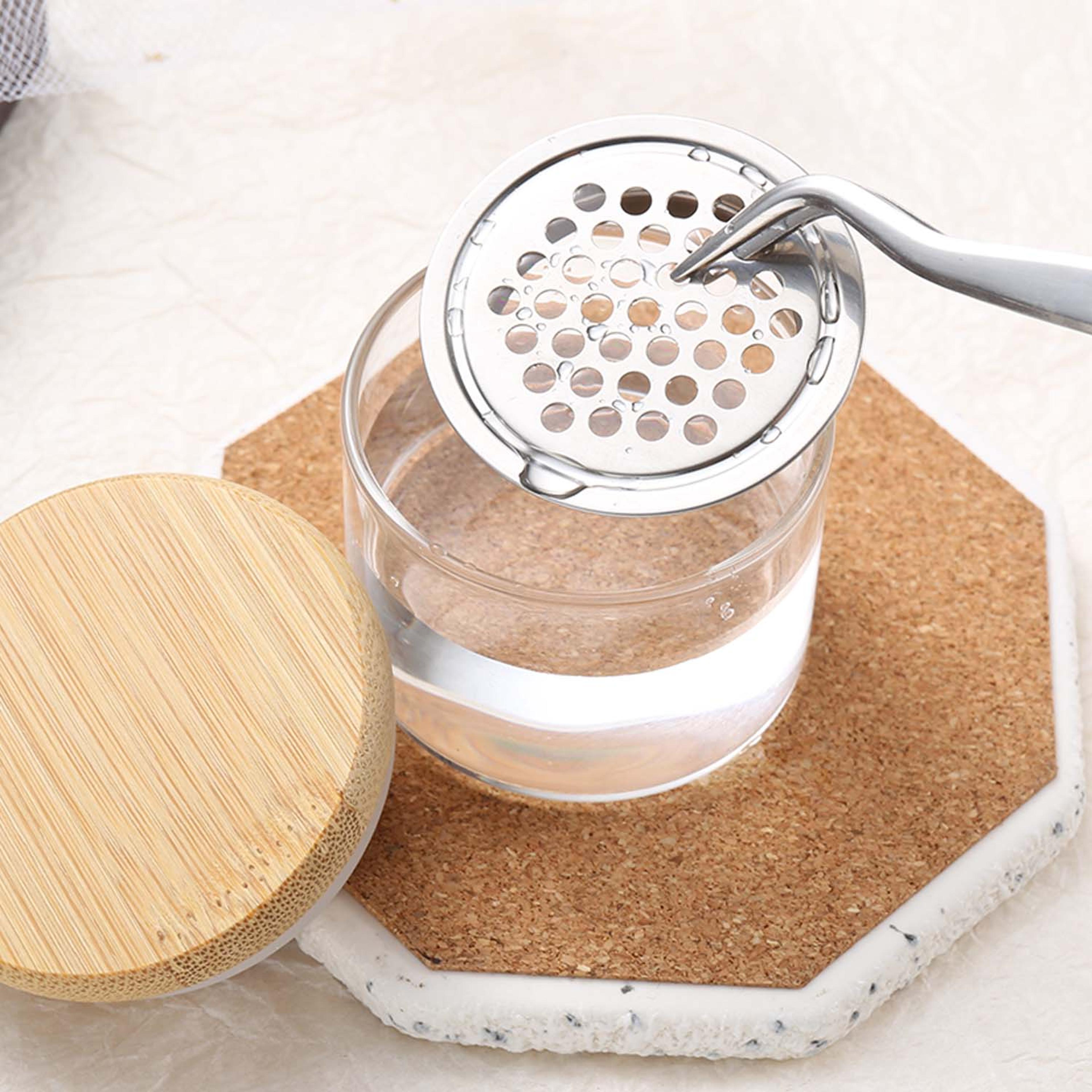 crystal nail brush cleaner cup with stainless steel mesh filter for nail art tools