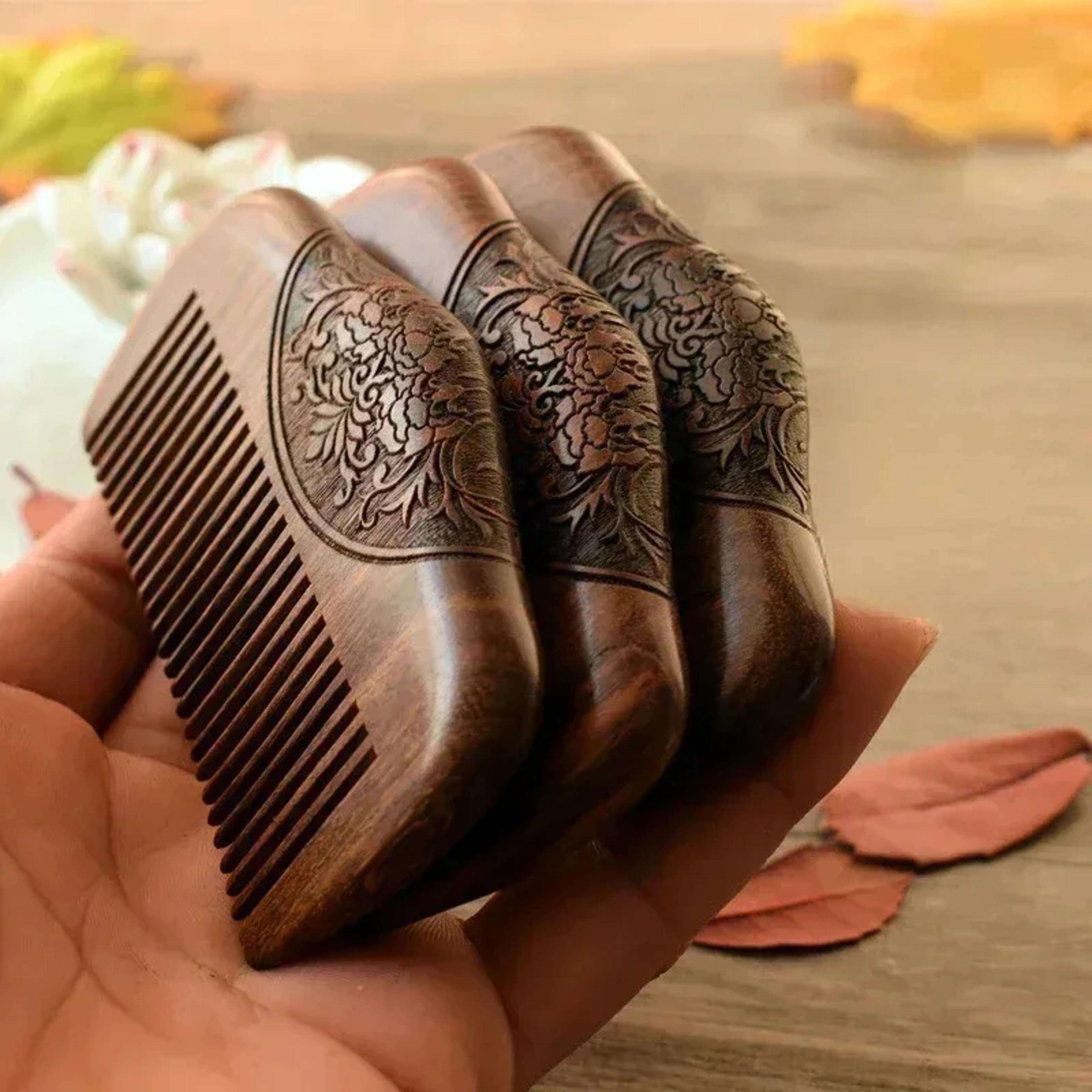 black gold sandalwood pocket comb for hair and beard grooming