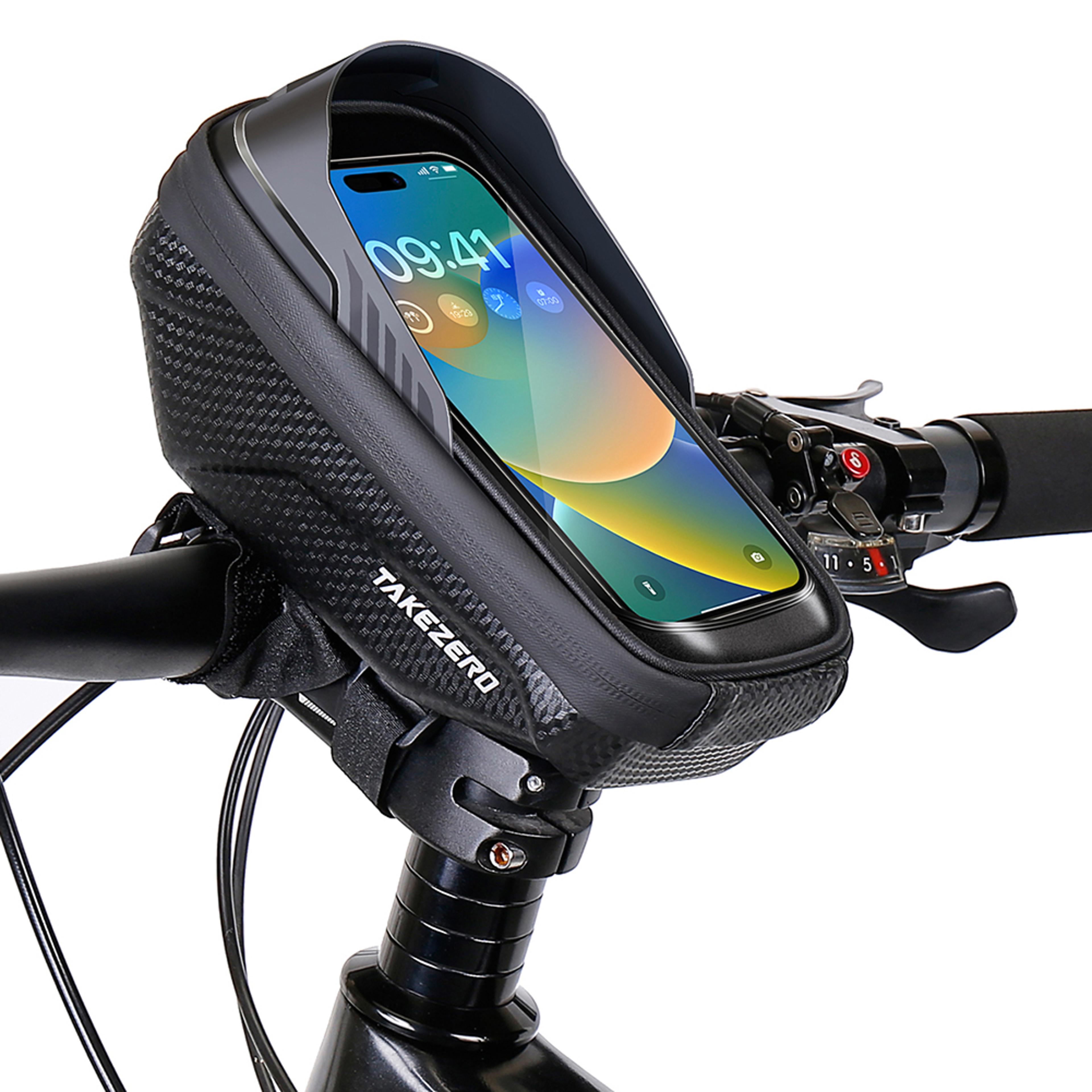 waterproof bike phone mount bag with touchscreen storage