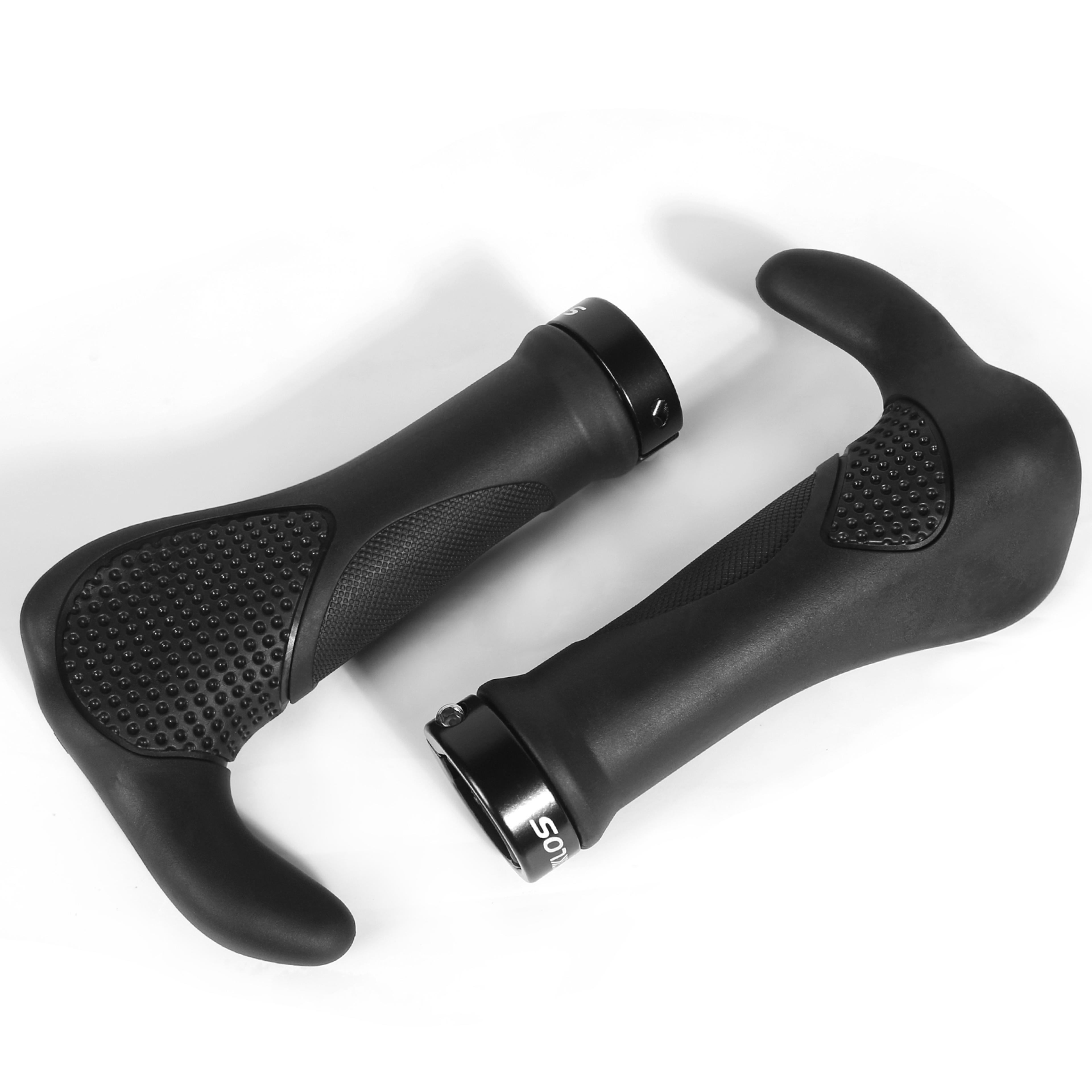 ergonomic non slip bike grips with extended bar ends