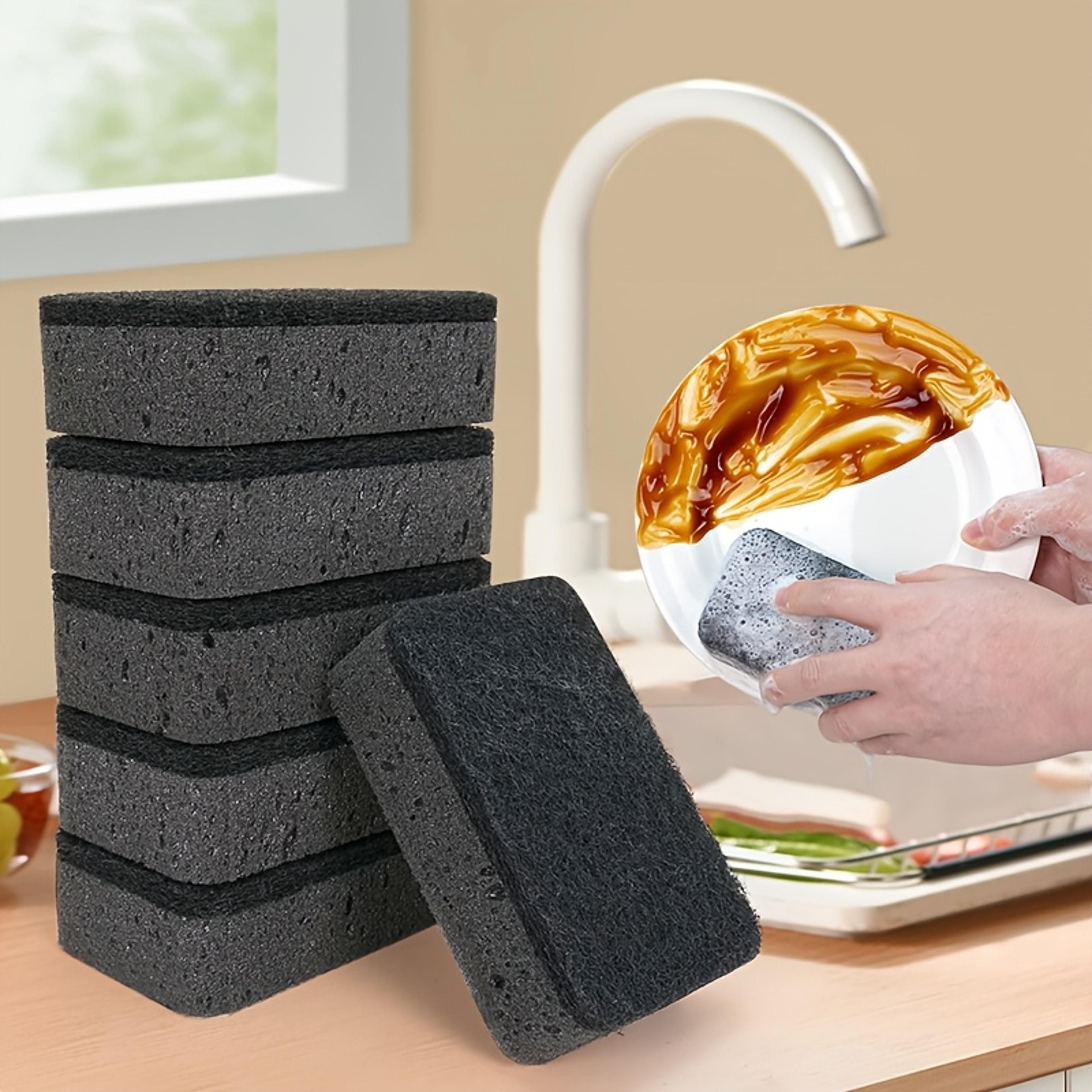 dual sided seaweed kitchen sponge for non-scratch dish and pan cleaning