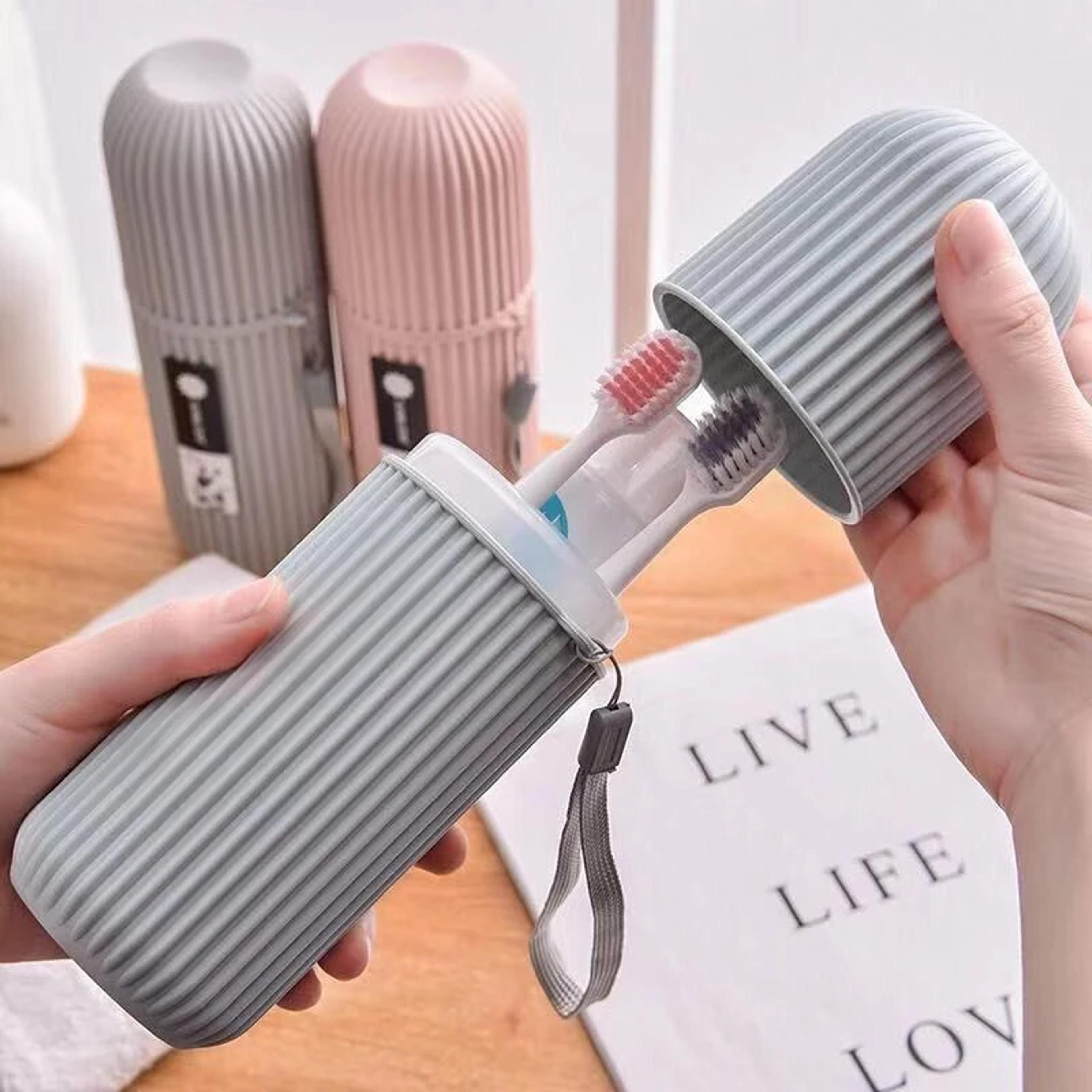 portable travel toothbrush case and toothpaste holder