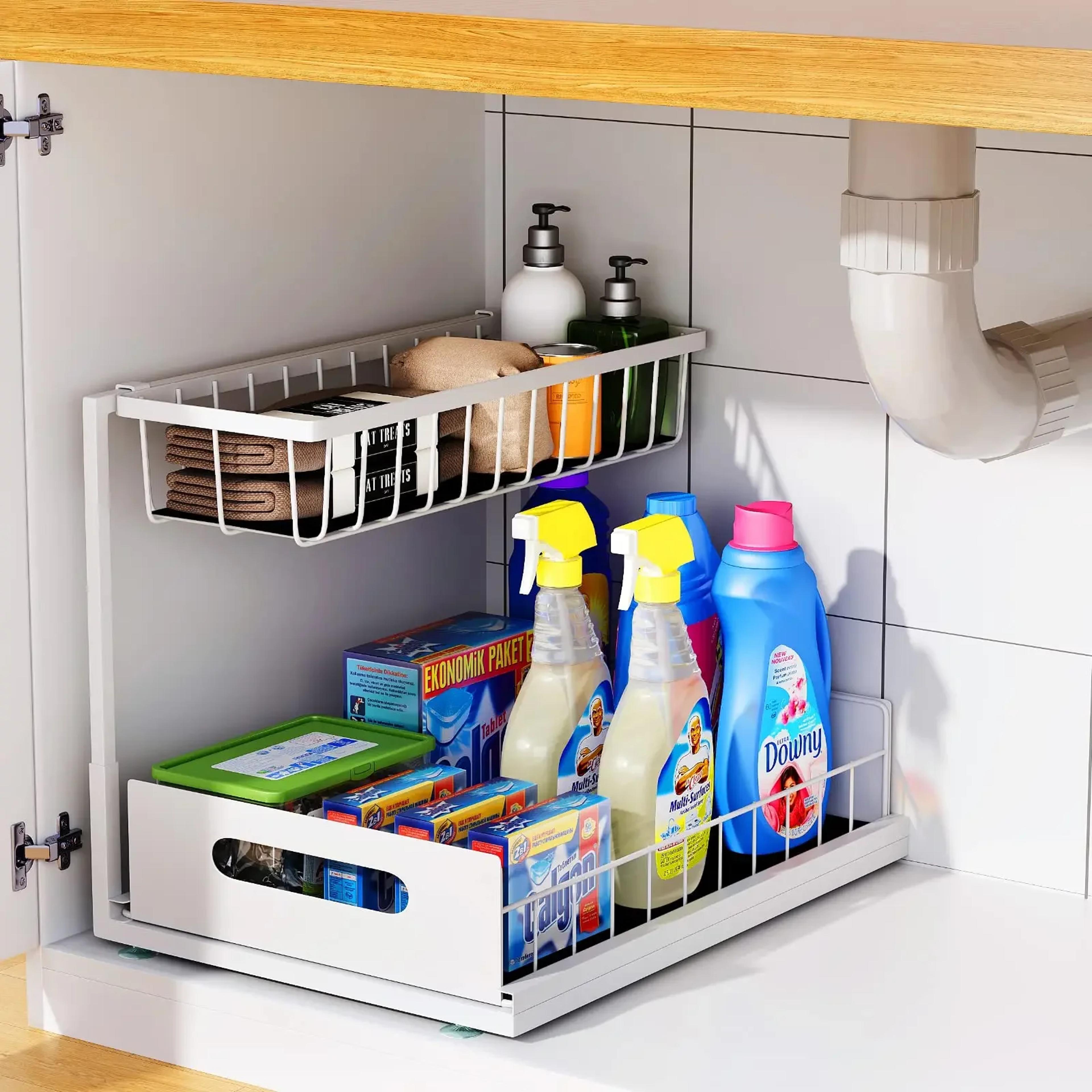pull out under sink organizer for kitchen and bathroom storage