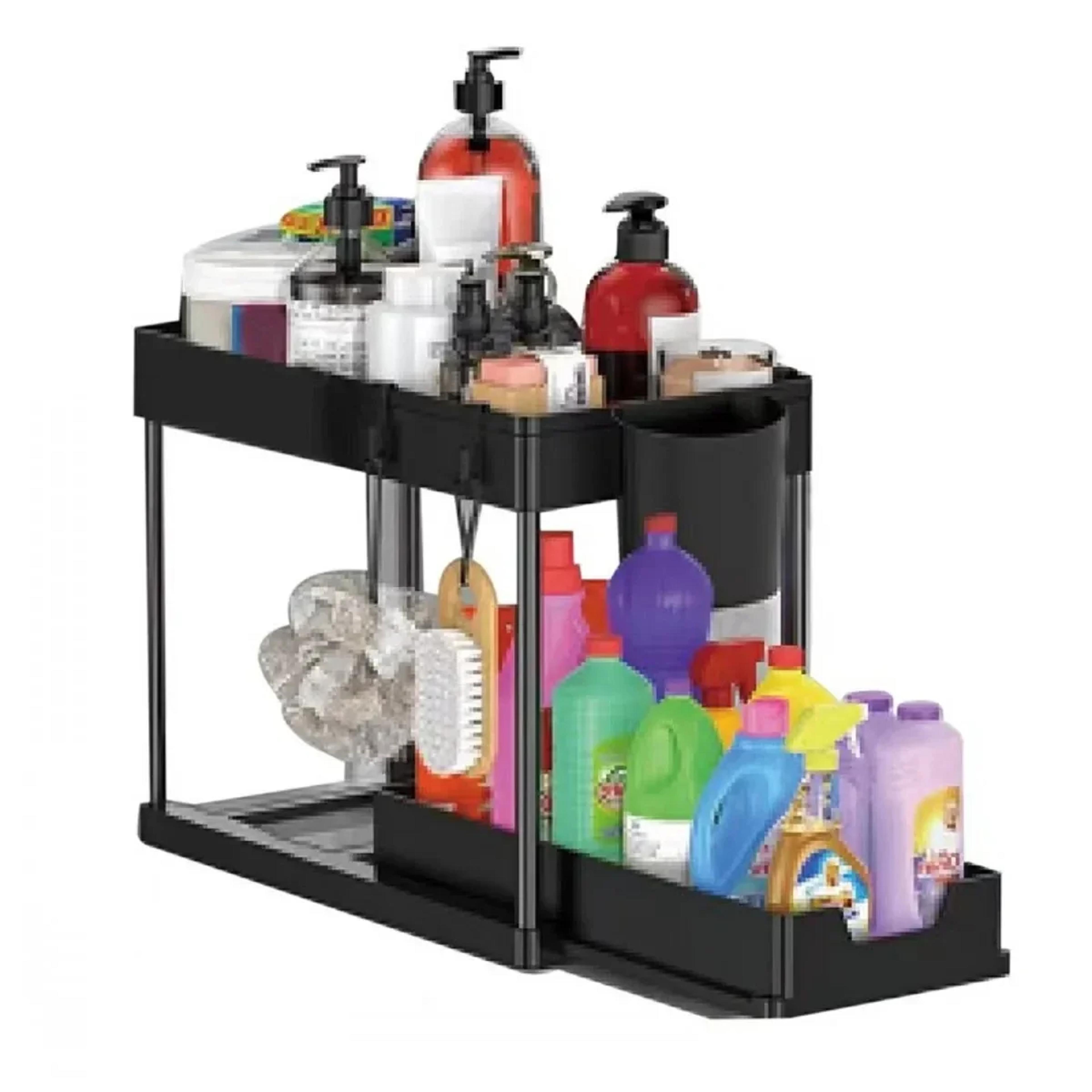 under sink organizer with sliding cabinet storage