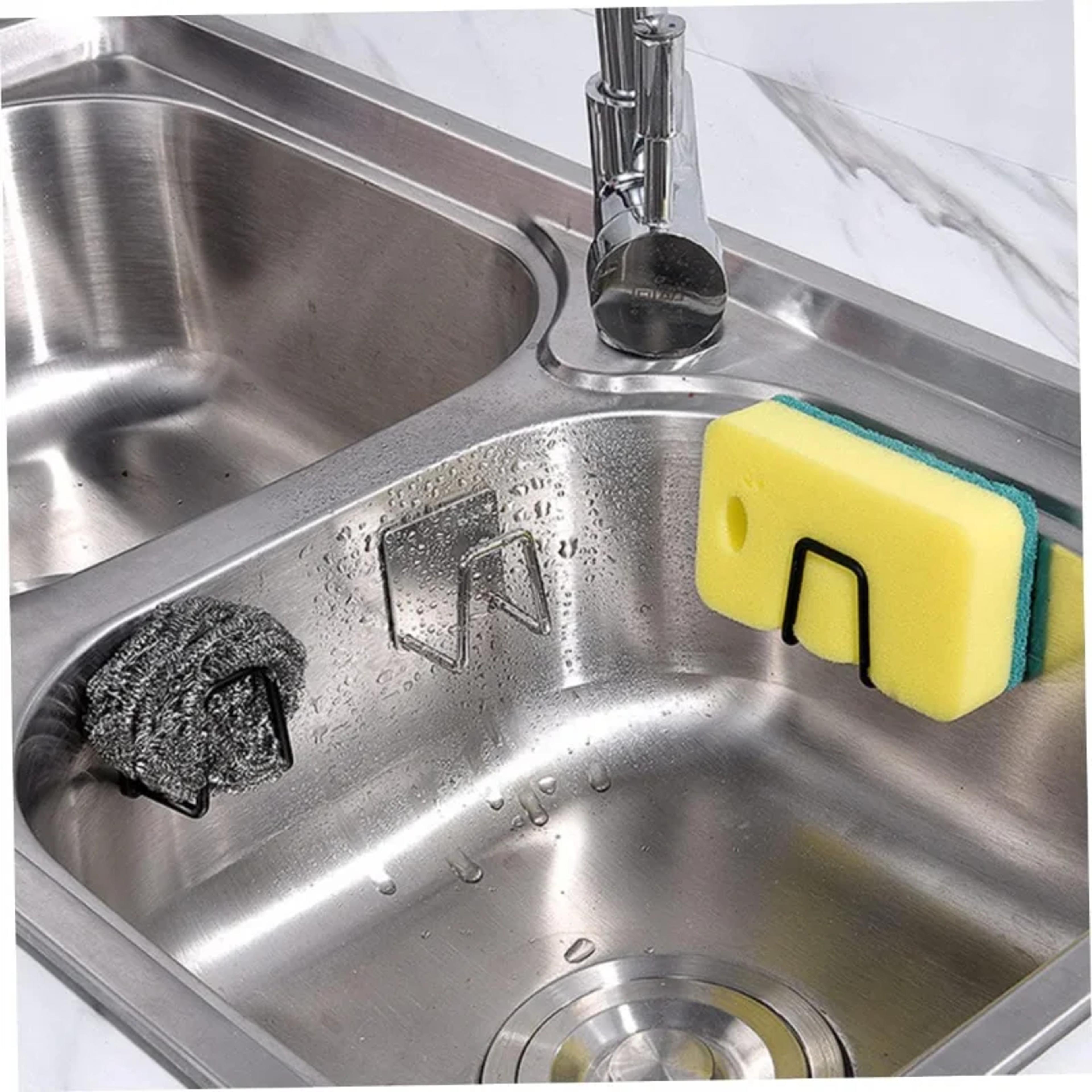 self adhesive stainless steel sponge holder kitchen sink organizer