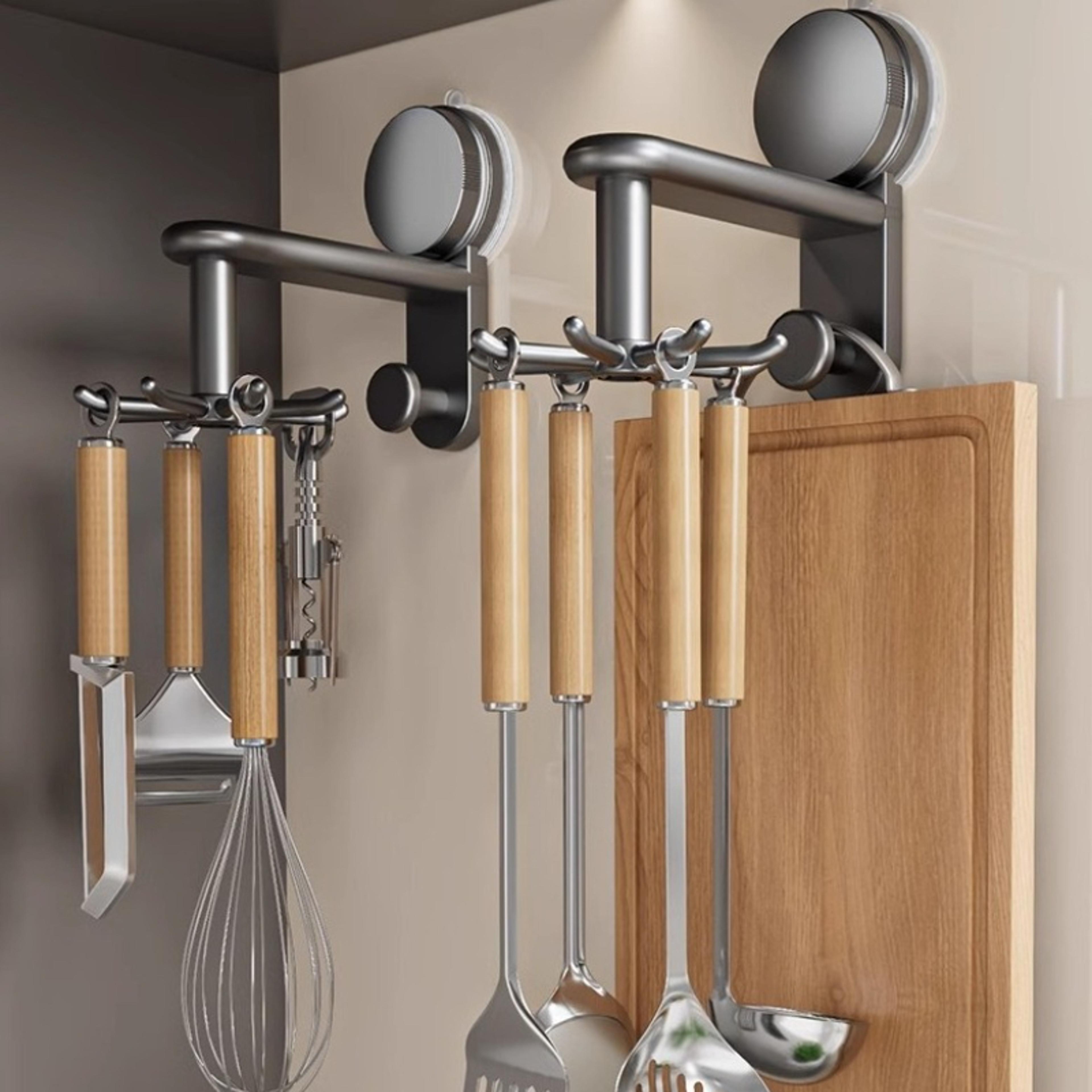 rotating suction cup utensil holder no drill kitchen organizer