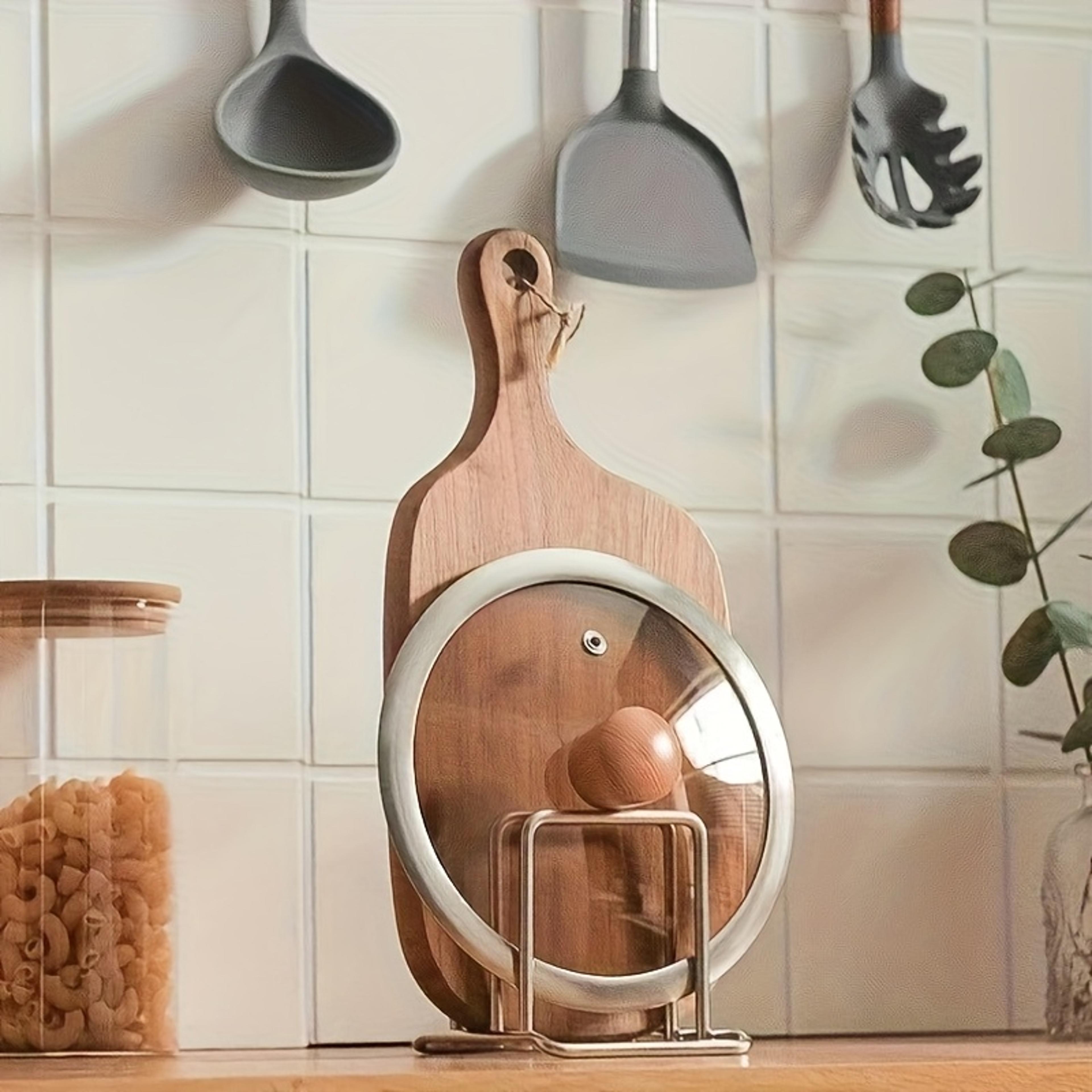 stainless steel cutting board holder and double layer pot lid organizer