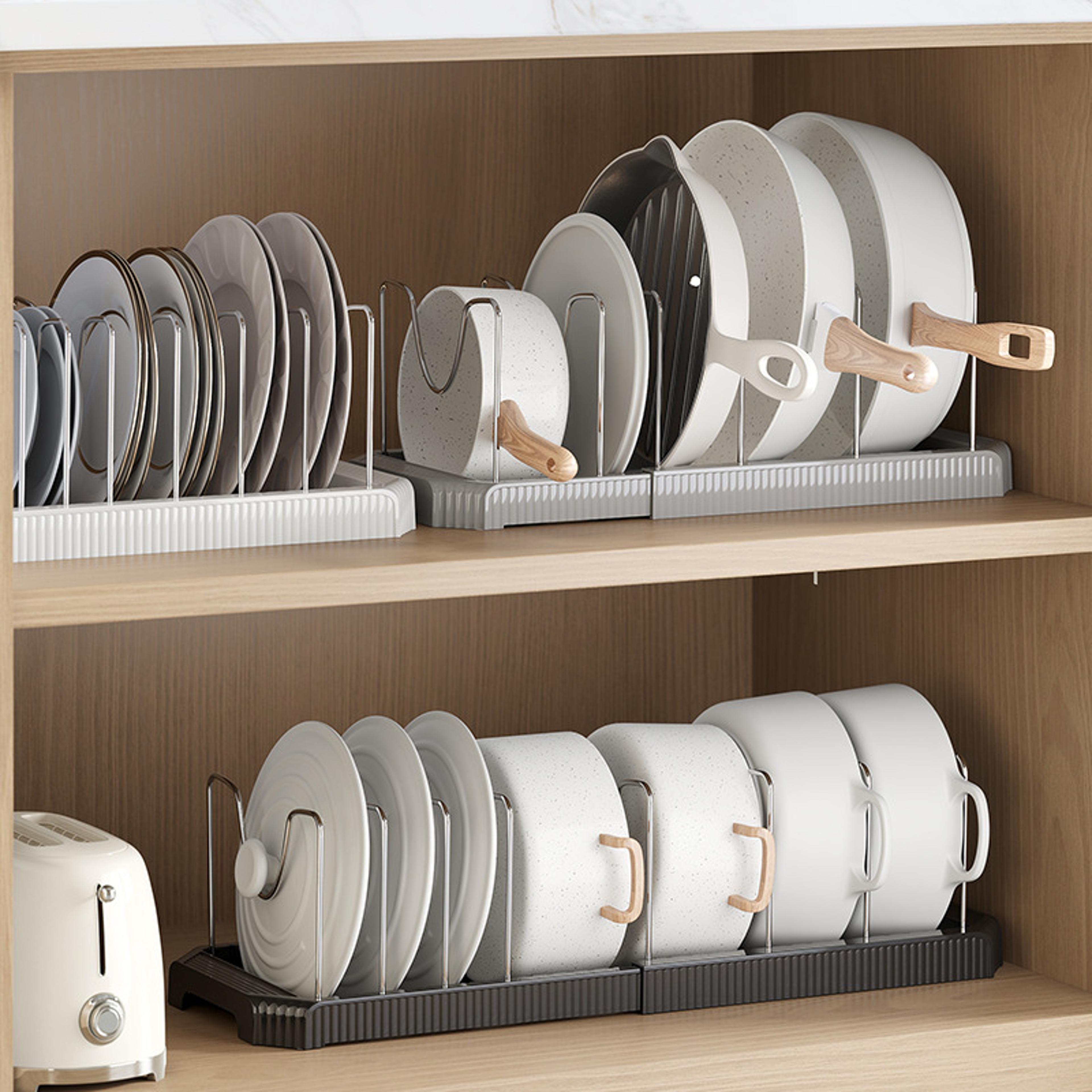 retractable kitchen cabinet organizer adjustable bowl dish and cookware storage rack