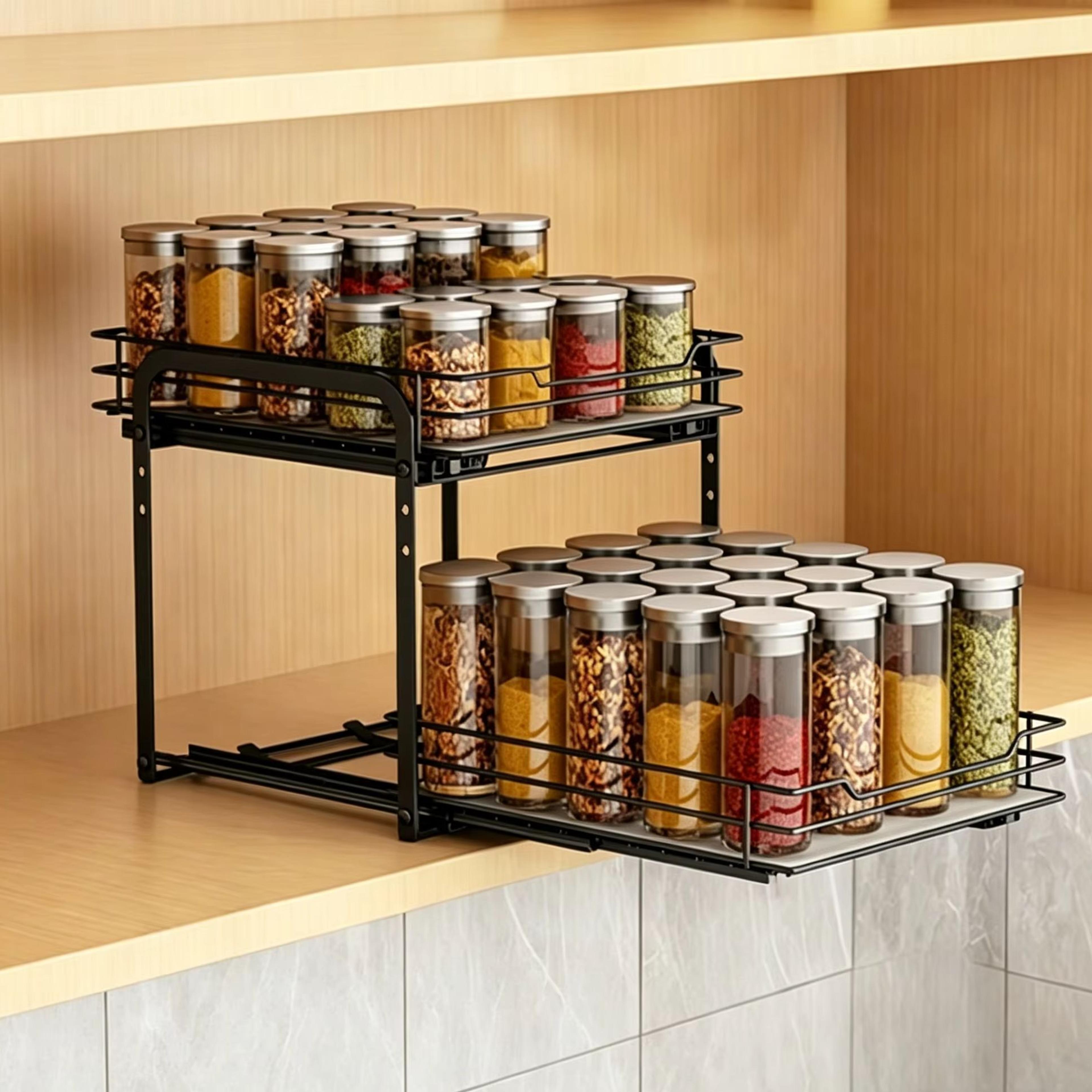 slim pull out spice rack sliding kitchen cabinet organizers