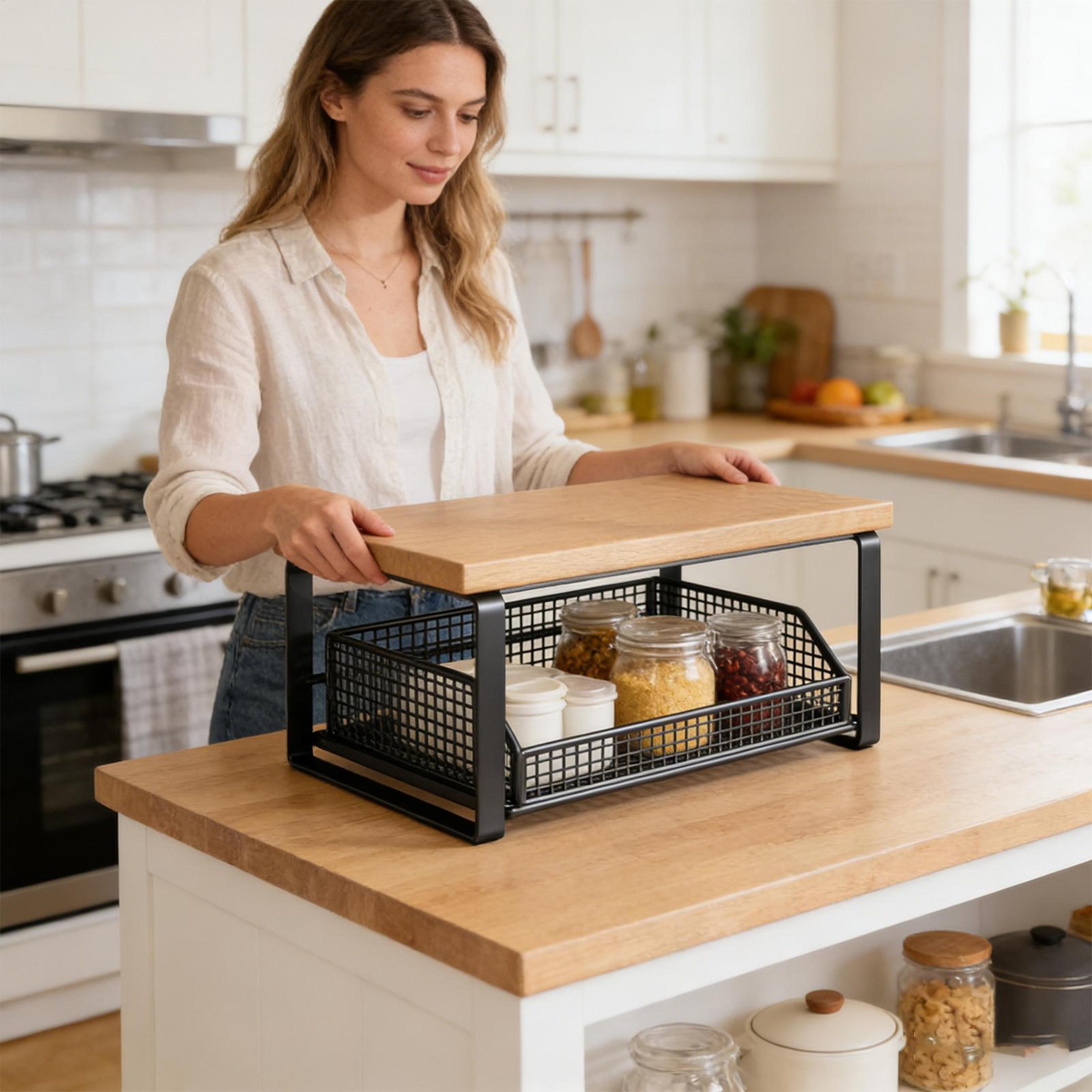 desktop organizer shelf for countertop and small space storage