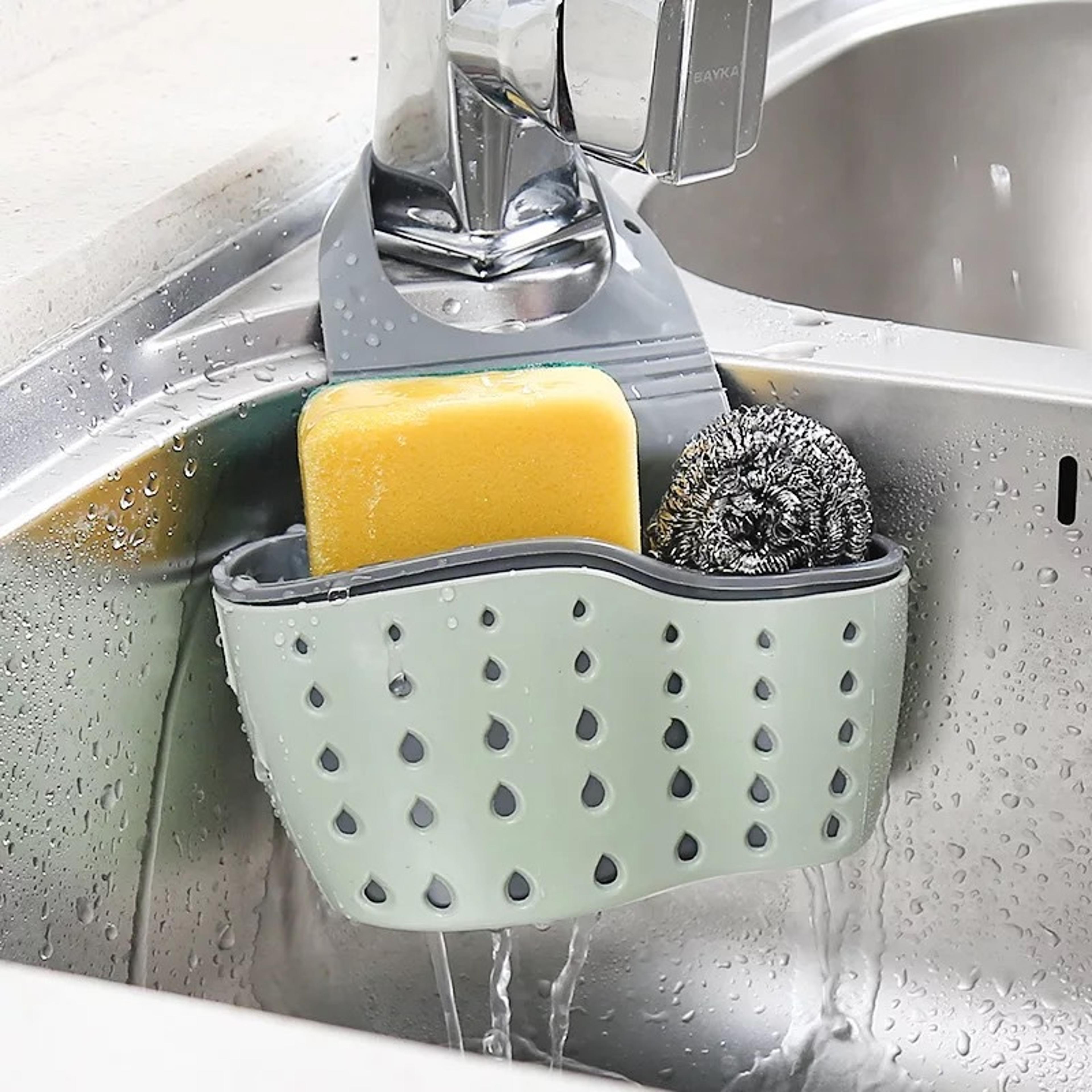adjustable kitchen sink organizer faucet sponge holder drain basket