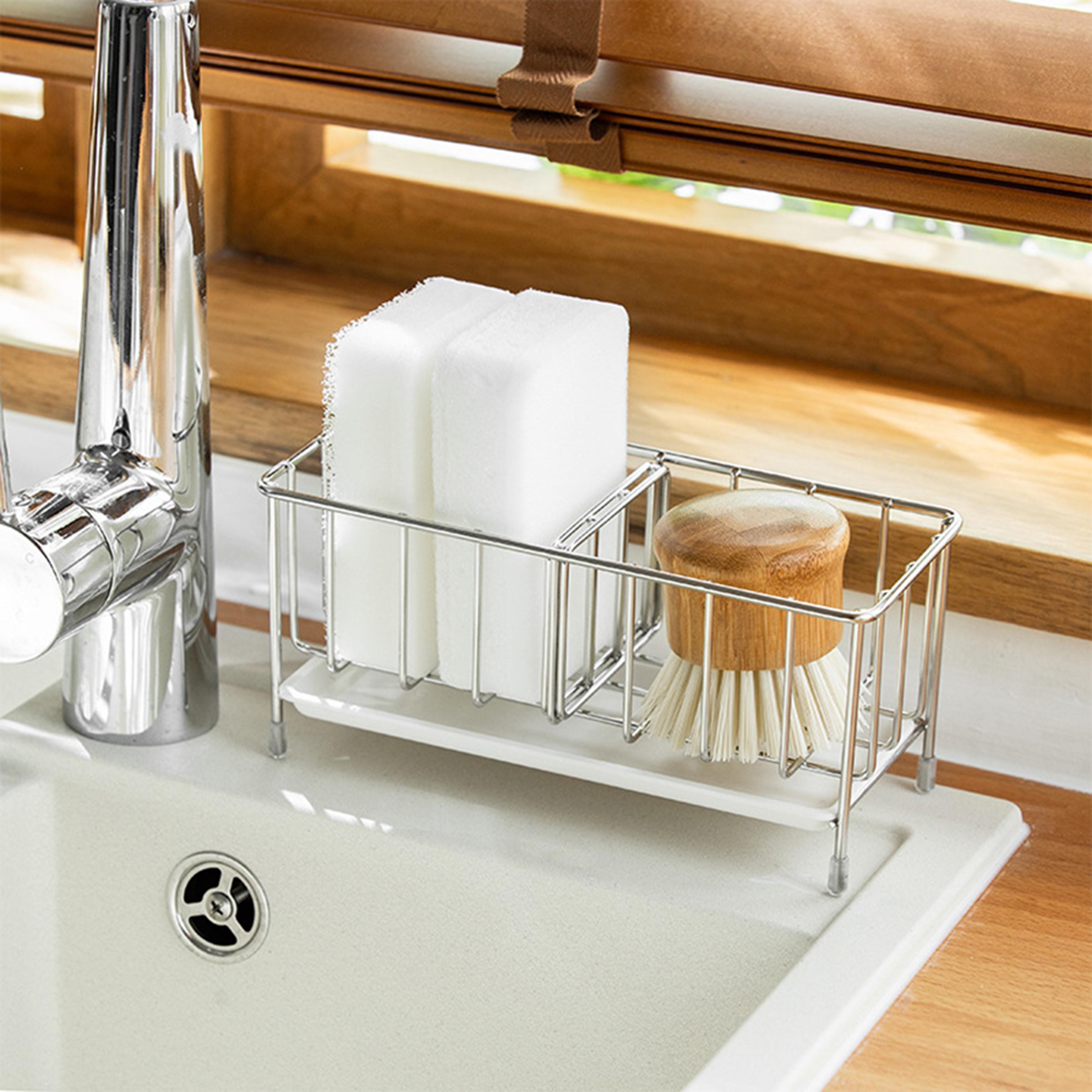 adjustable stainless steel sink caddy sponge holder drain rack