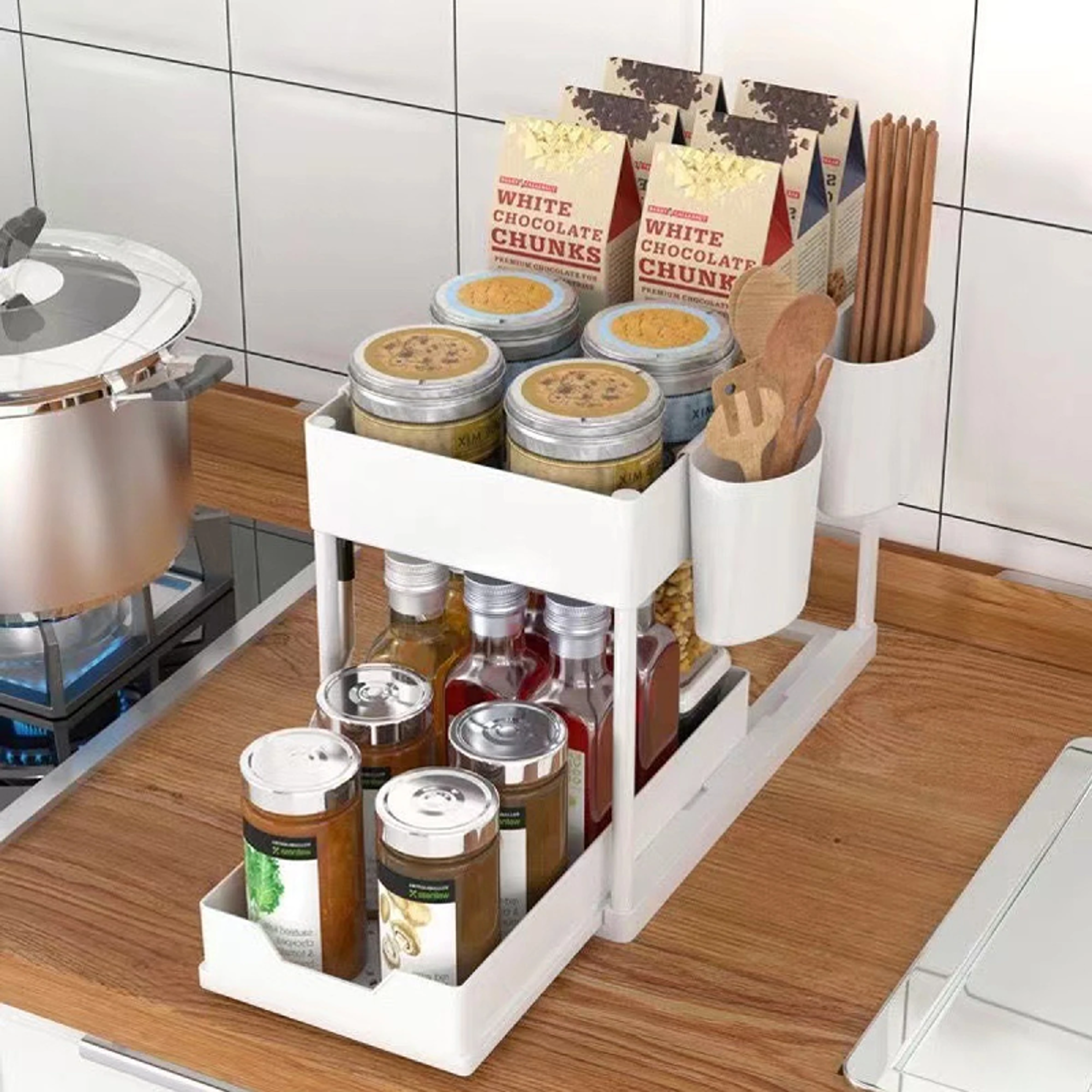 pull out under sink organizer and sliding cabinet storage rack