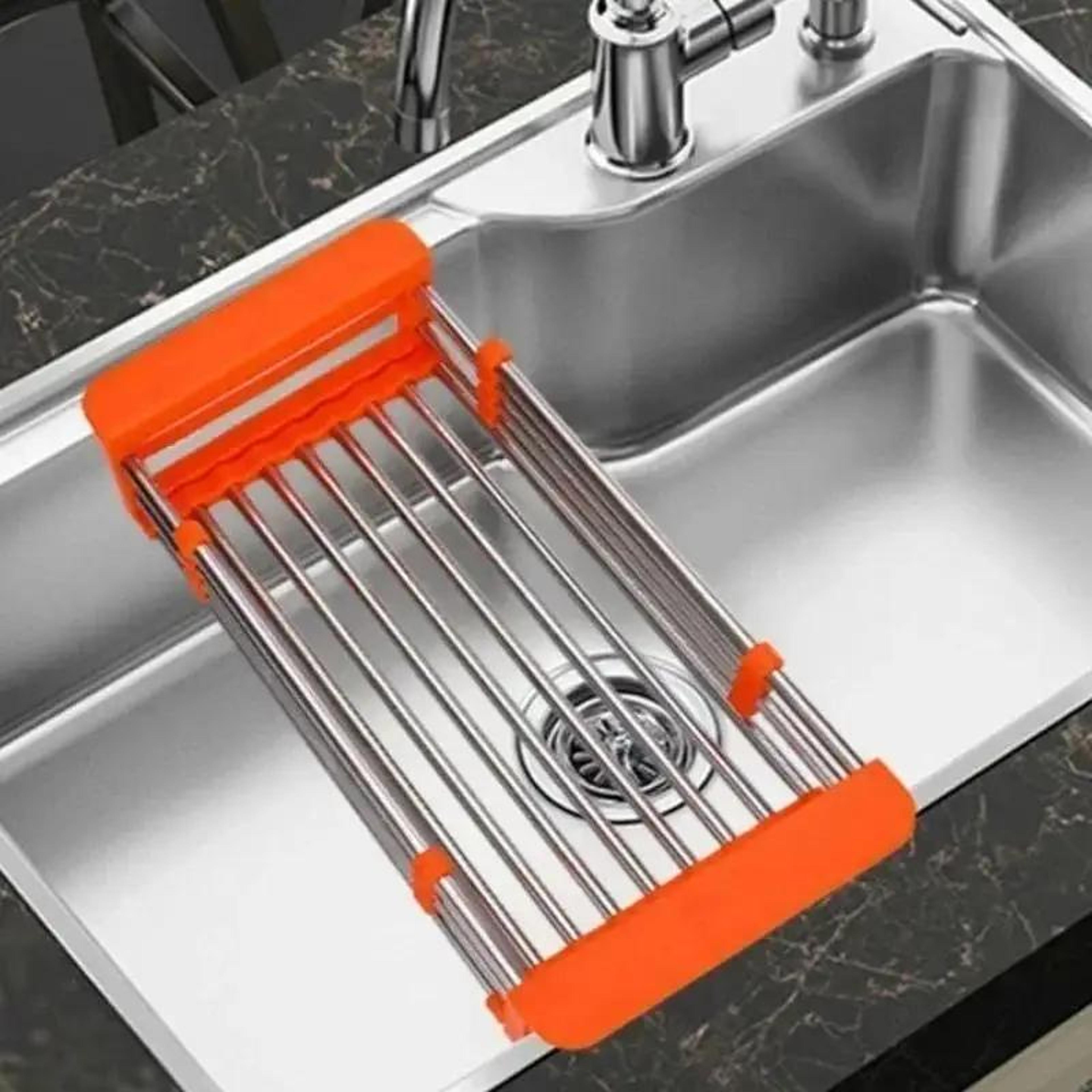 expandable over sink dish drying rack stainless steel drain basket
