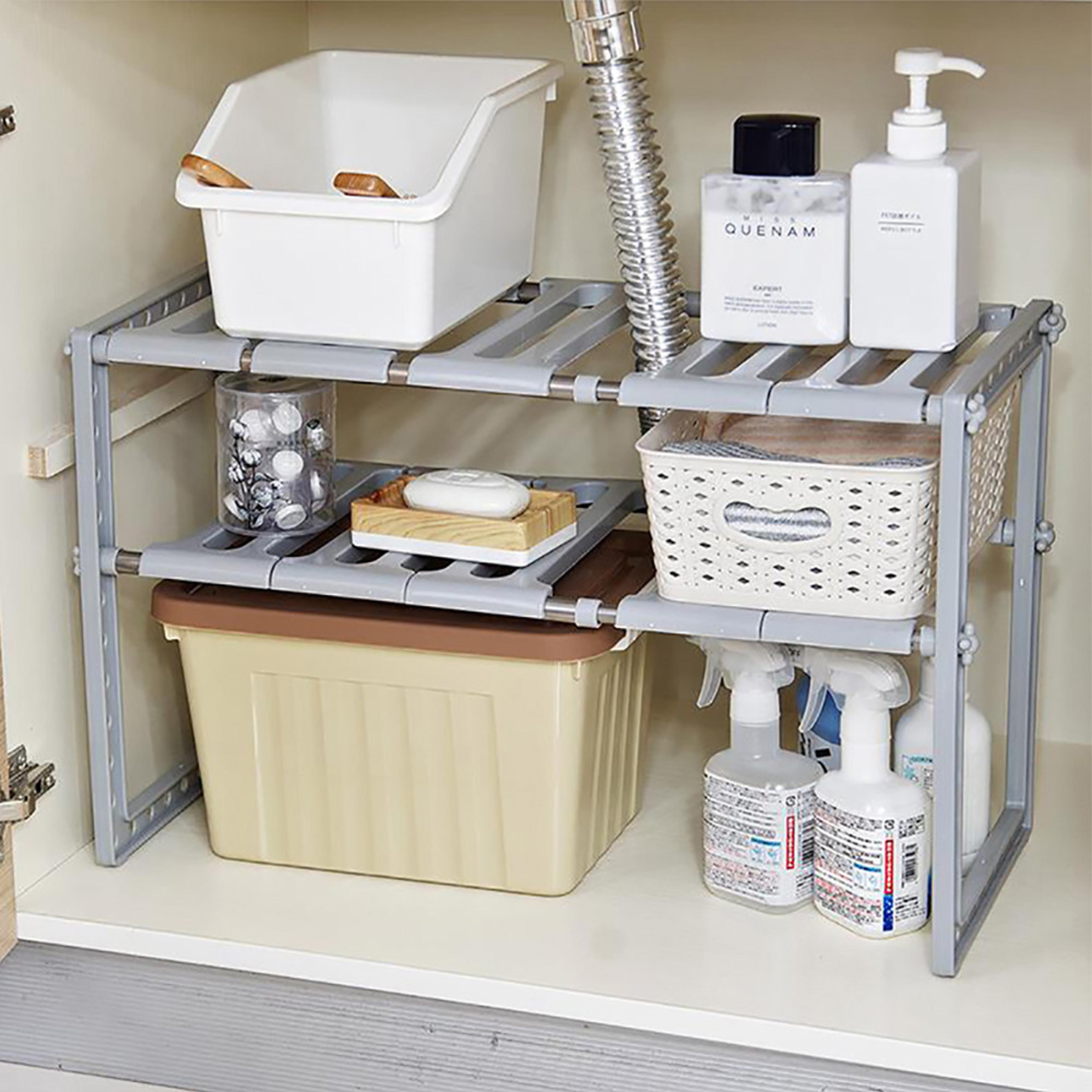 under sink organizer expandable cabinet shelf with removable panel
