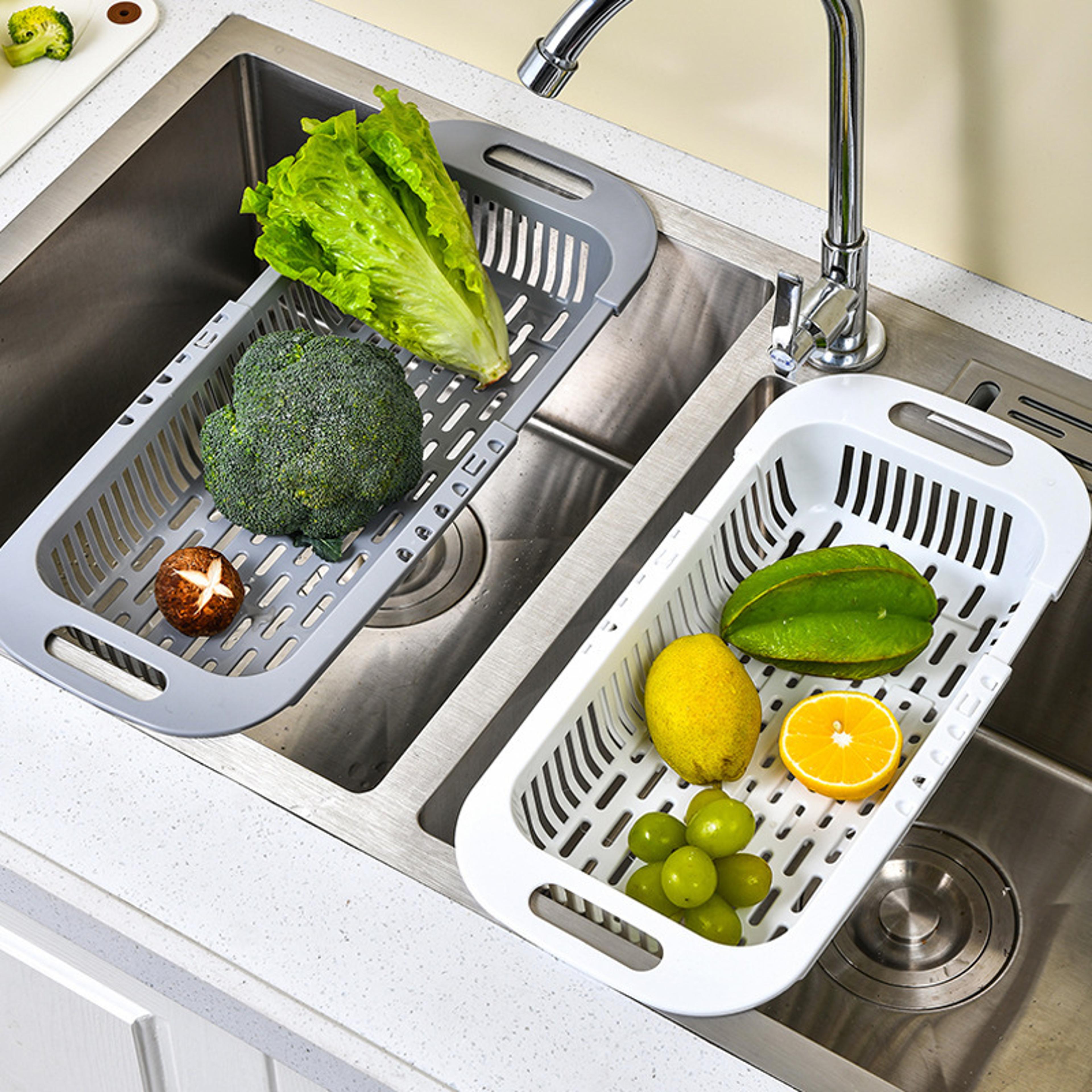 adjustable over sink drain basket and sponge holder