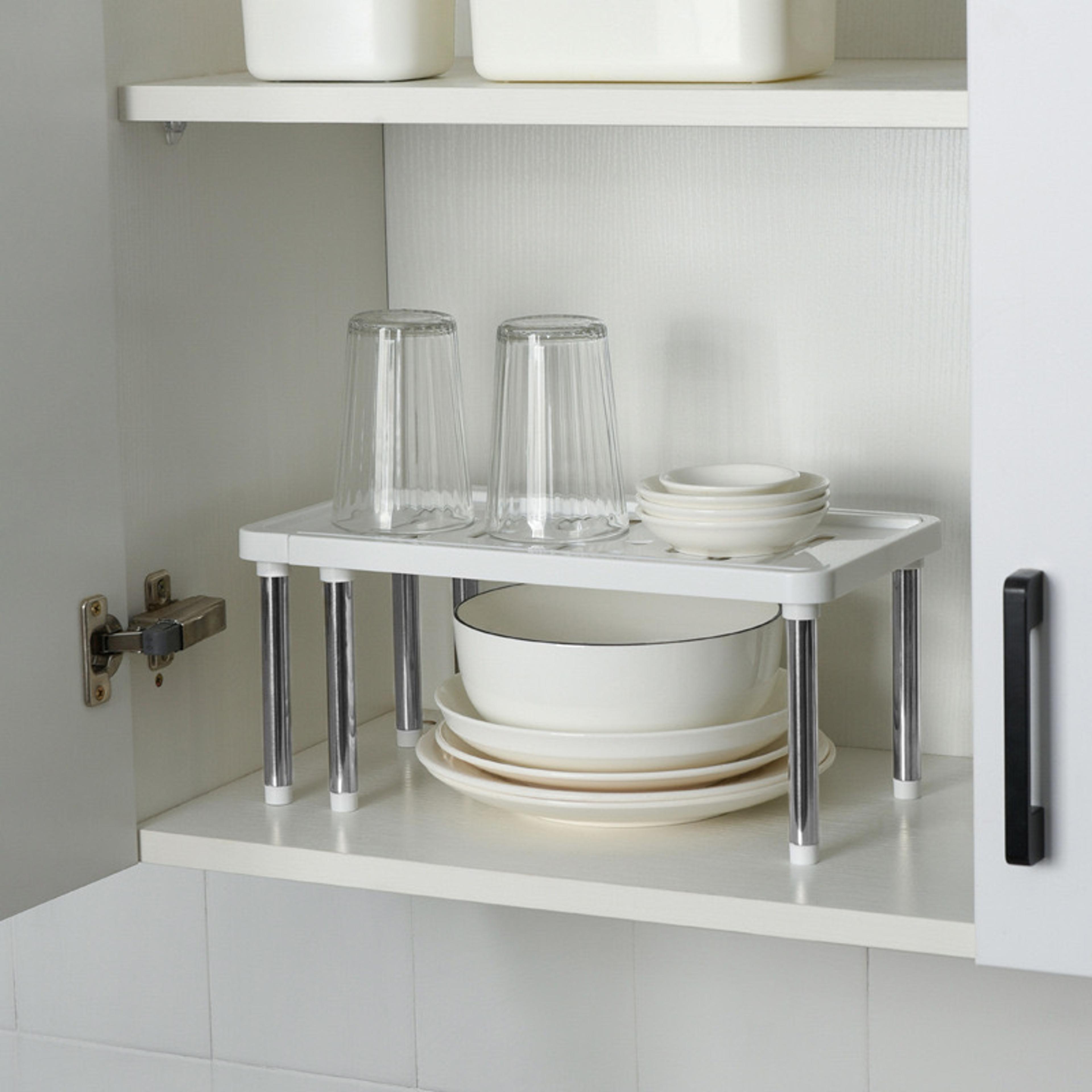 extendable no drill under cabinet organizer kitchen storage shelf