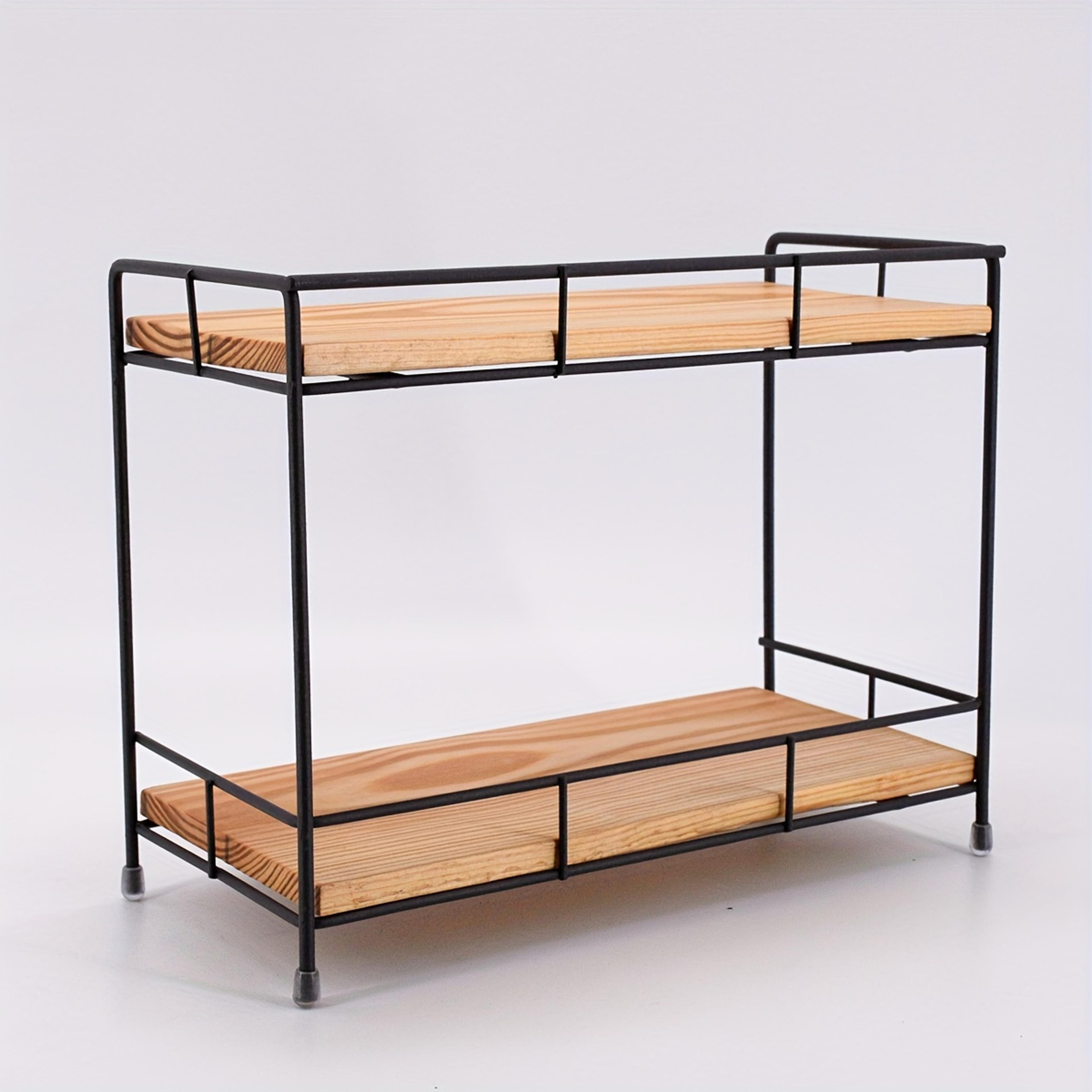 wood metal spice rack countertop organizer for kitchen and bathroom