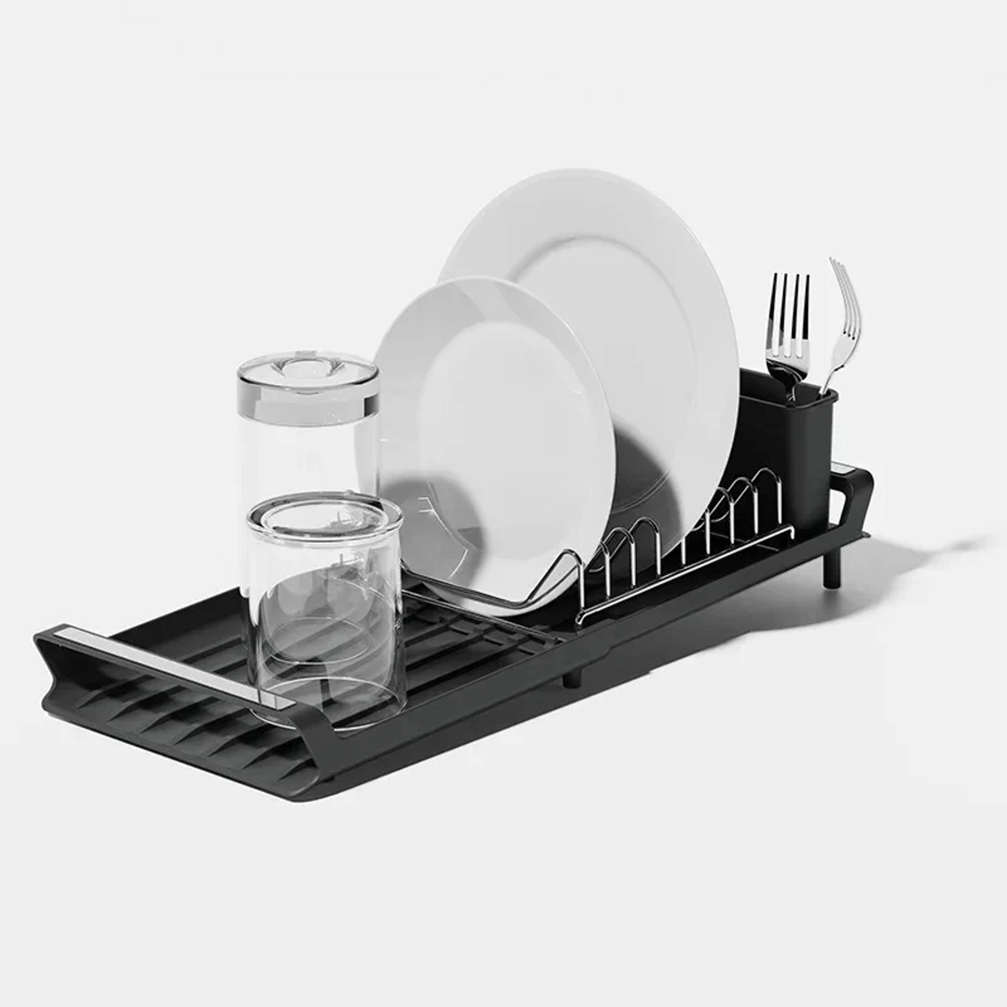expandable dish drying rack compact countertop dish drainer with cutlery holder
