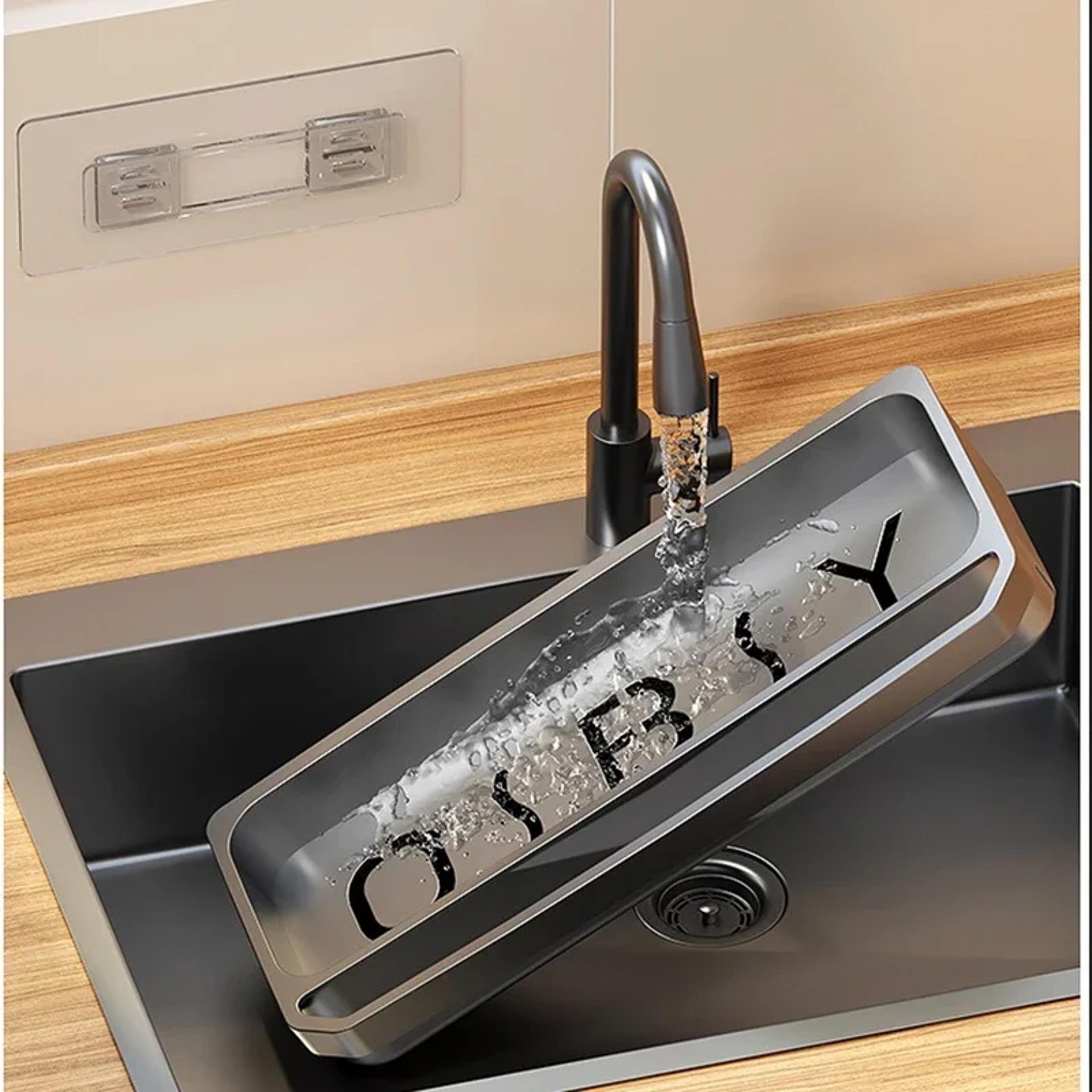 self draining kitchen sink organizer sponge holder and soap storage rack