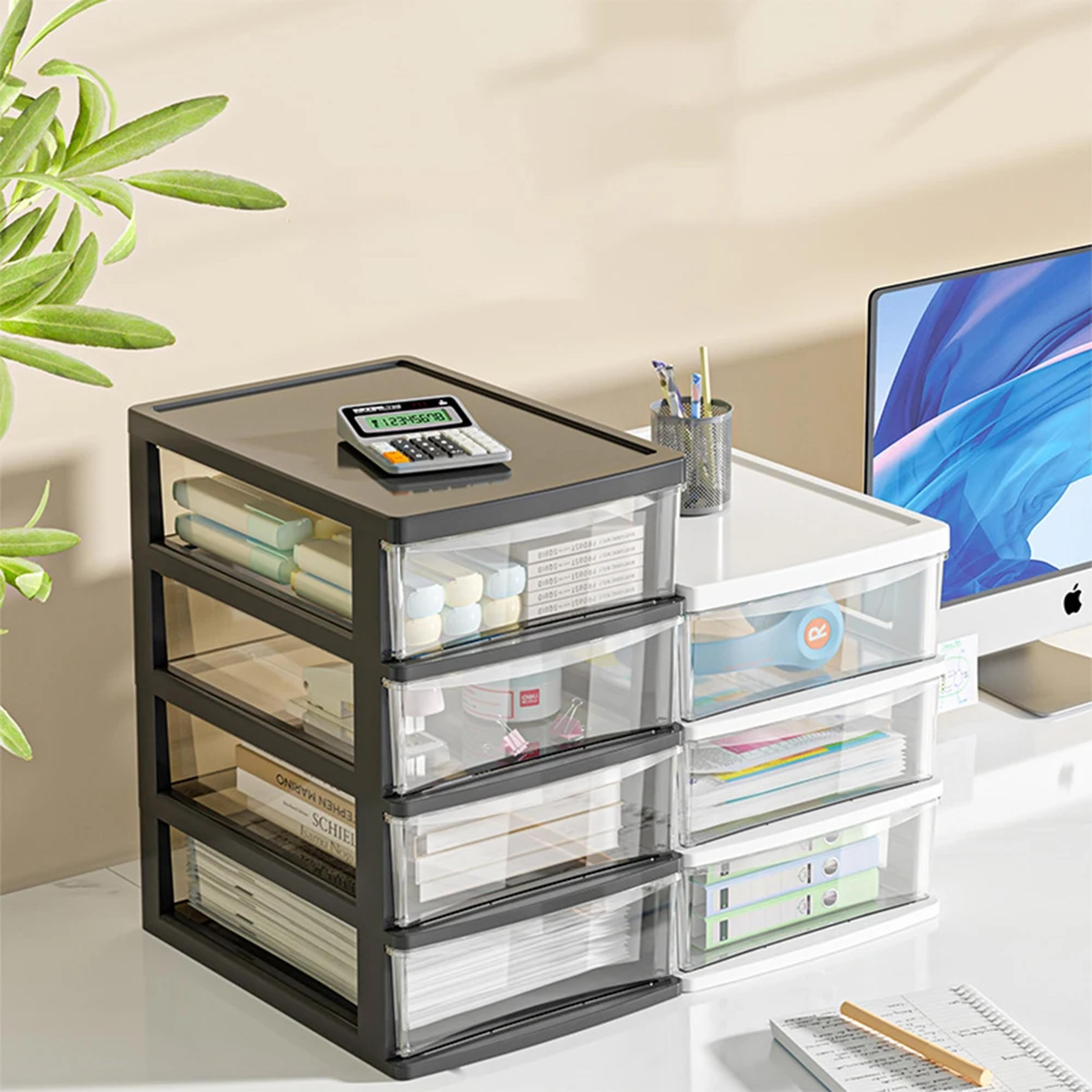 clear desktop organizer storage box with drawer for makeup and stationery